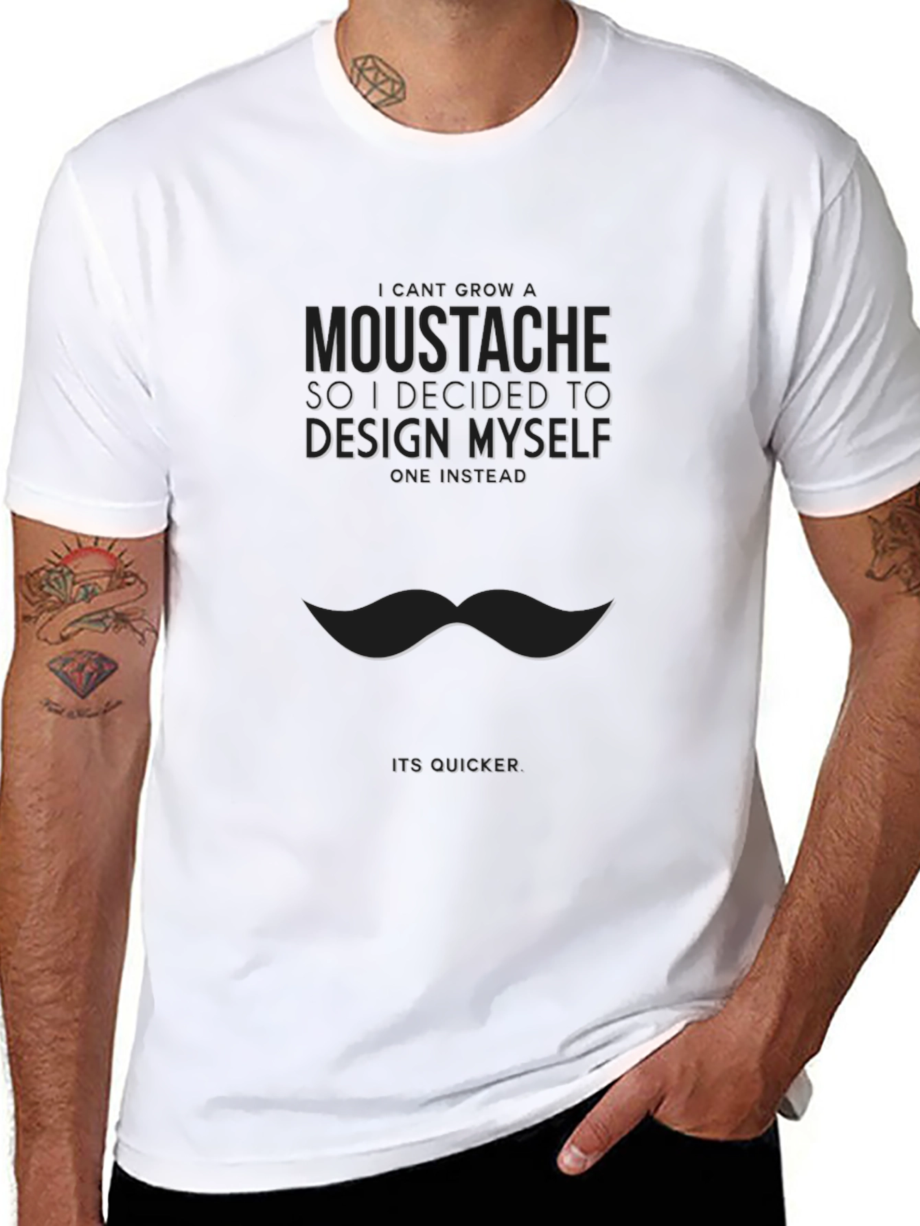 Moustache Design T-Shirt - Funny Graphic Tee