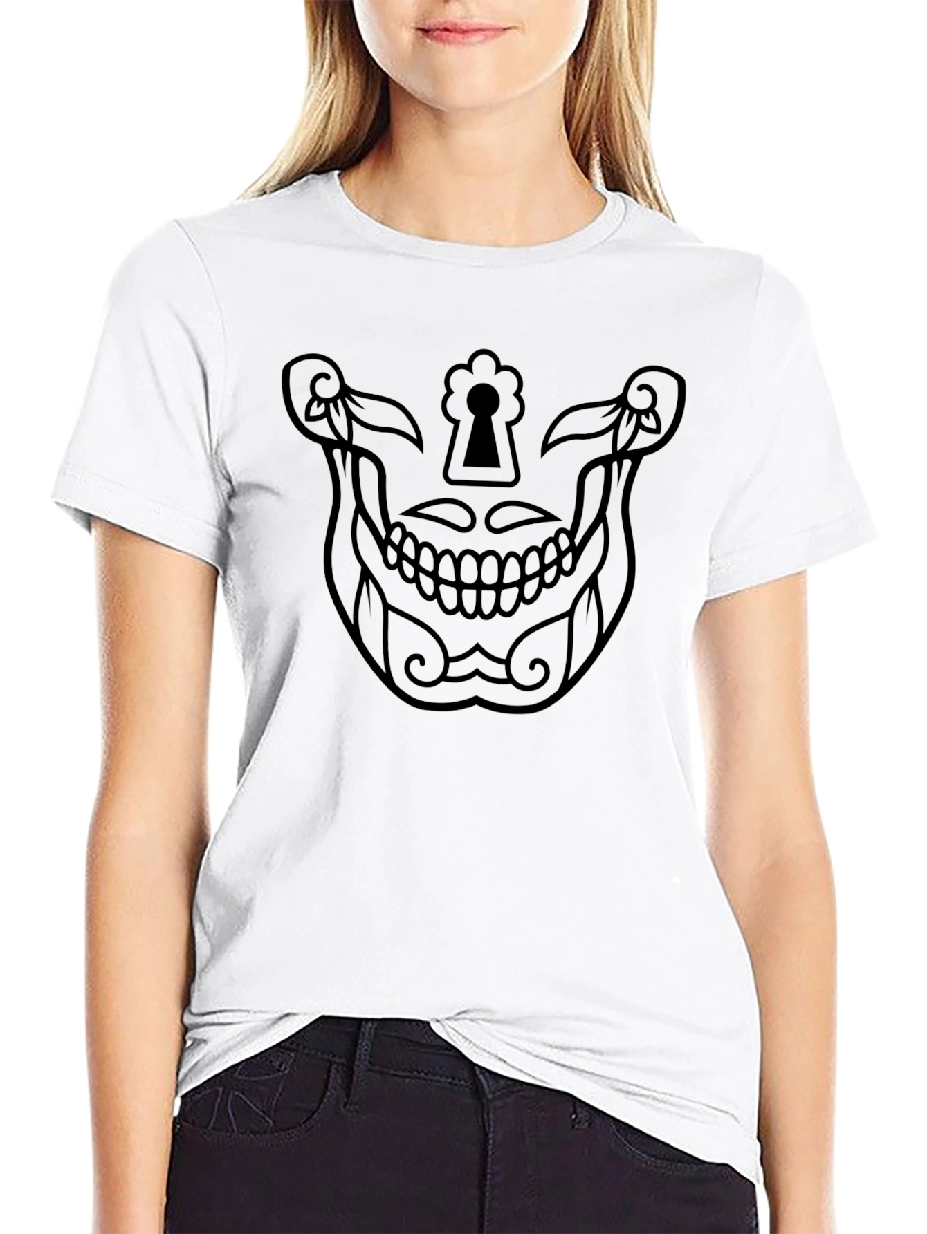 Skull Keyhole Graphic Tee - Mens Black T-Shirt