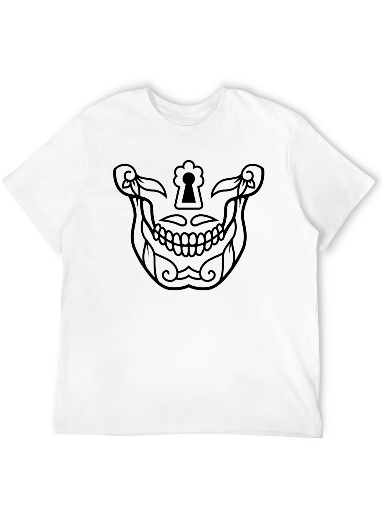 Skull Keyhole Graphic Tee - Mens Black T-Shirt