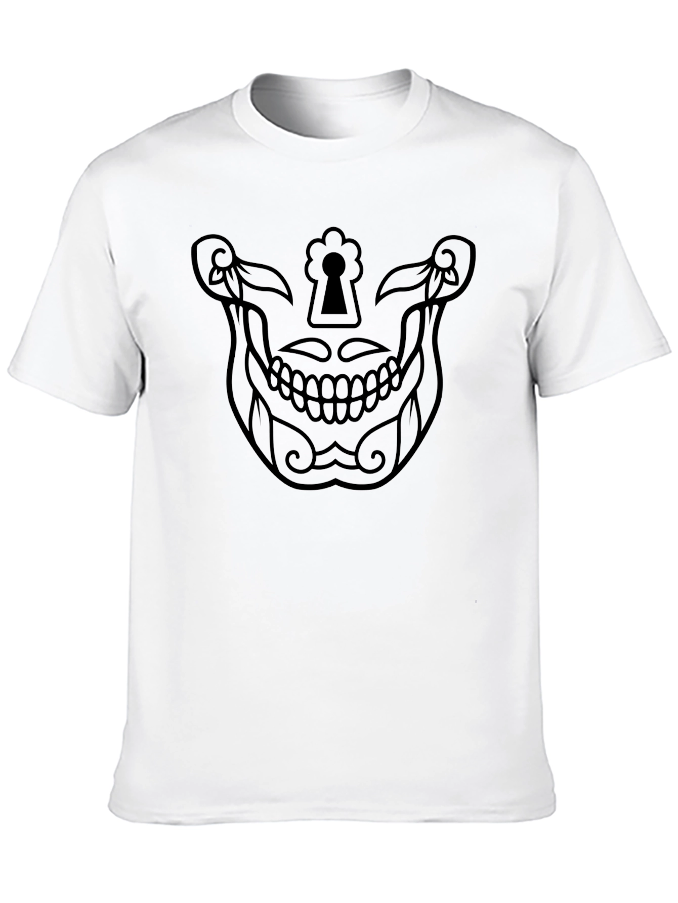 Skull Keyhole Graphic Tee - Mens Black T-Shirt