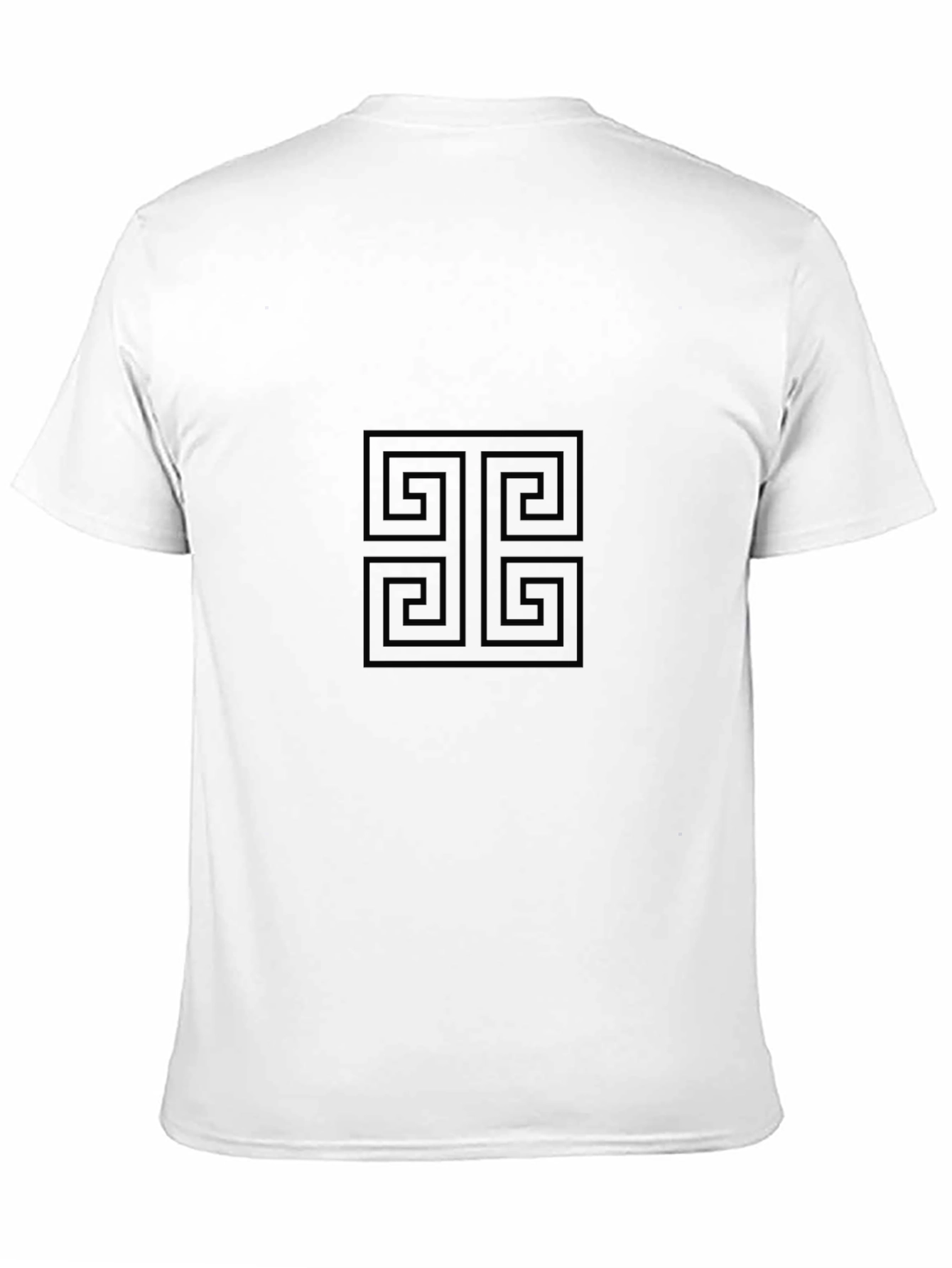 Geometric Meander Pattern Black T-Shirt