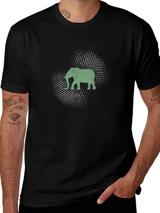 Elephant Graphic Black T-Shirt - Mens Casual Tee