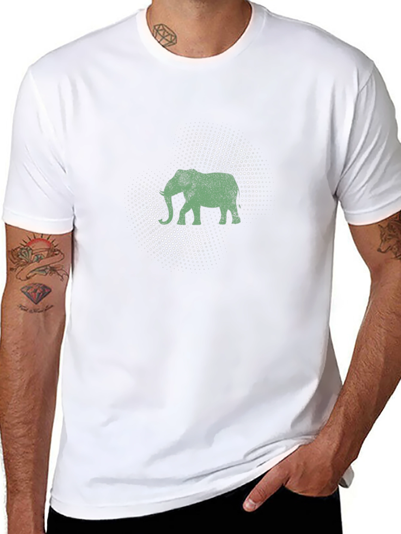 Elephant Graphic Black T-Shirt - Mens Casual Tee