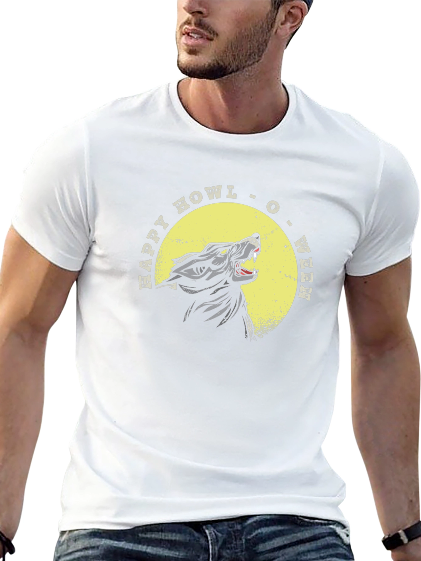 Happy Howl-O-Ween Wolf Graphic T-Shirt