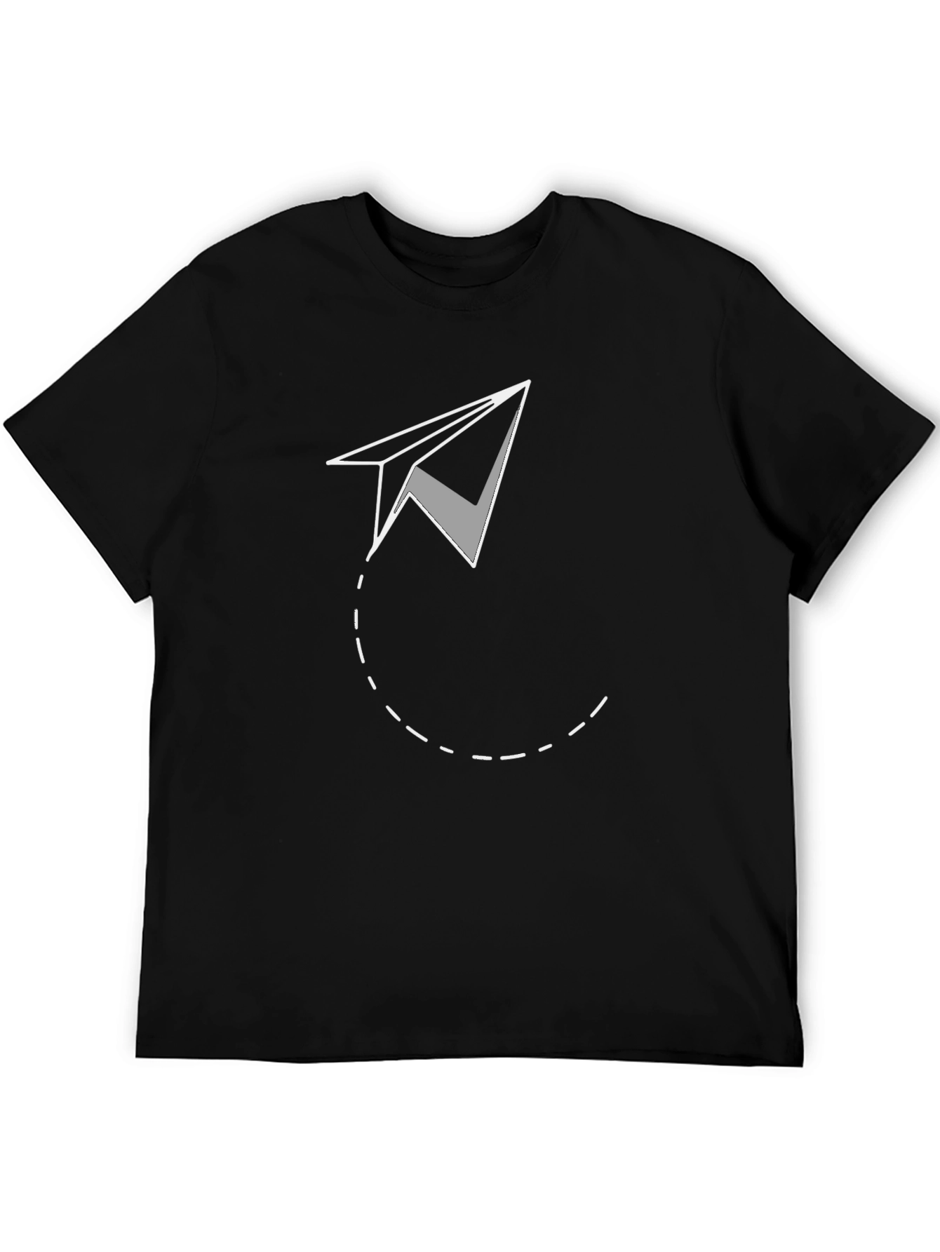 Paper Airplane Graphic Tee - Black Cotton Comfort