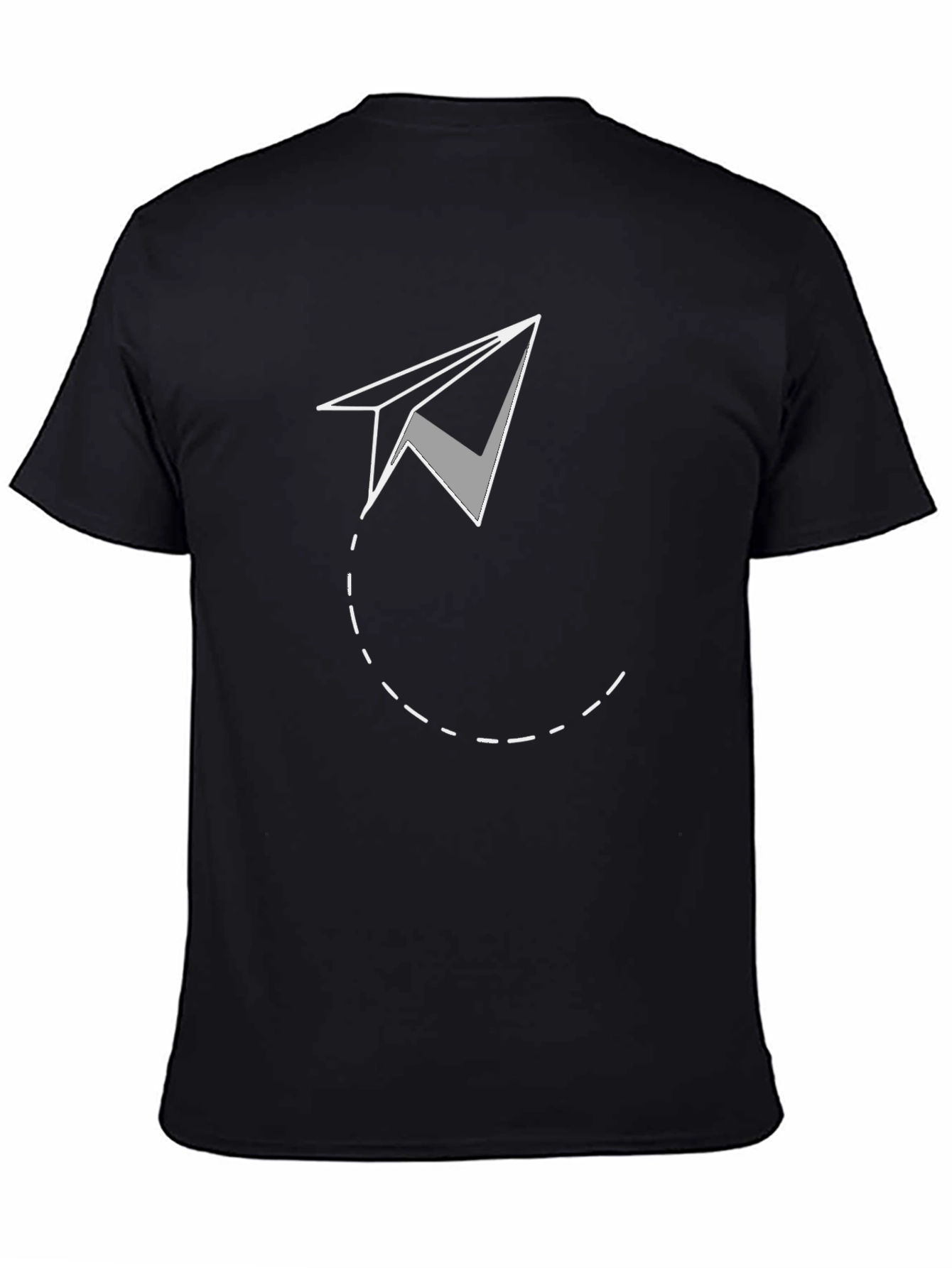 Paper Airplane Graphic Tee - Black Cotton Comfort