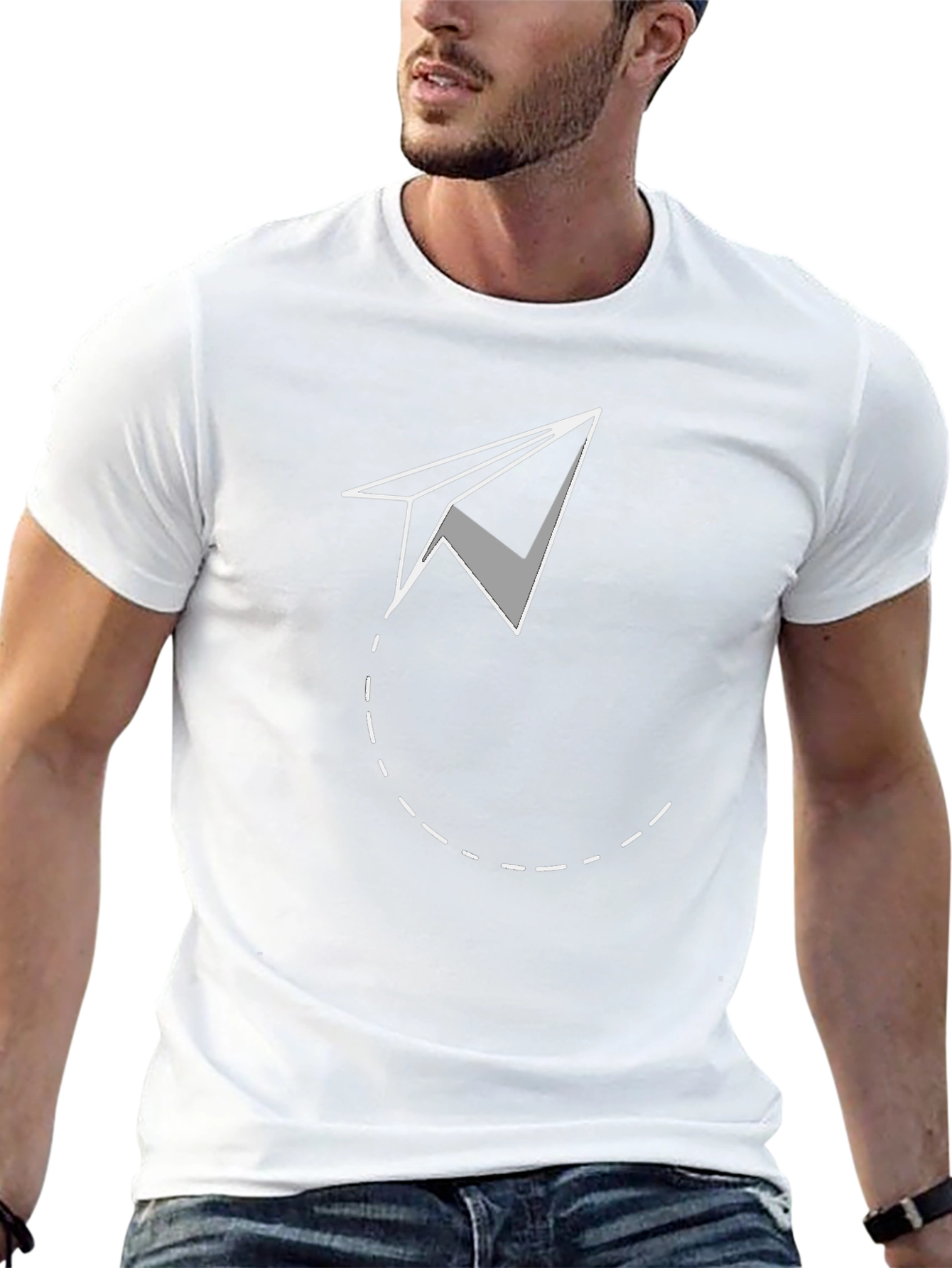 Paper Airplane Graphic Tee - Black Cotton Comfort