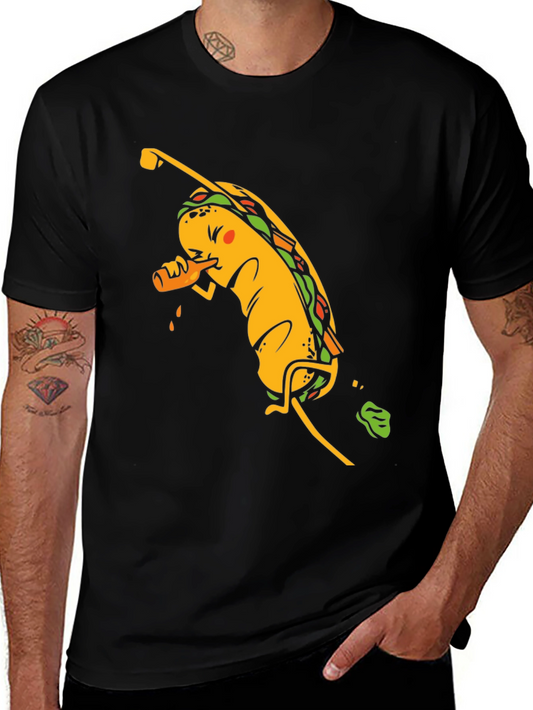 Taco Time T-Shirt - Black Cotton Tee with Funny Taco Print