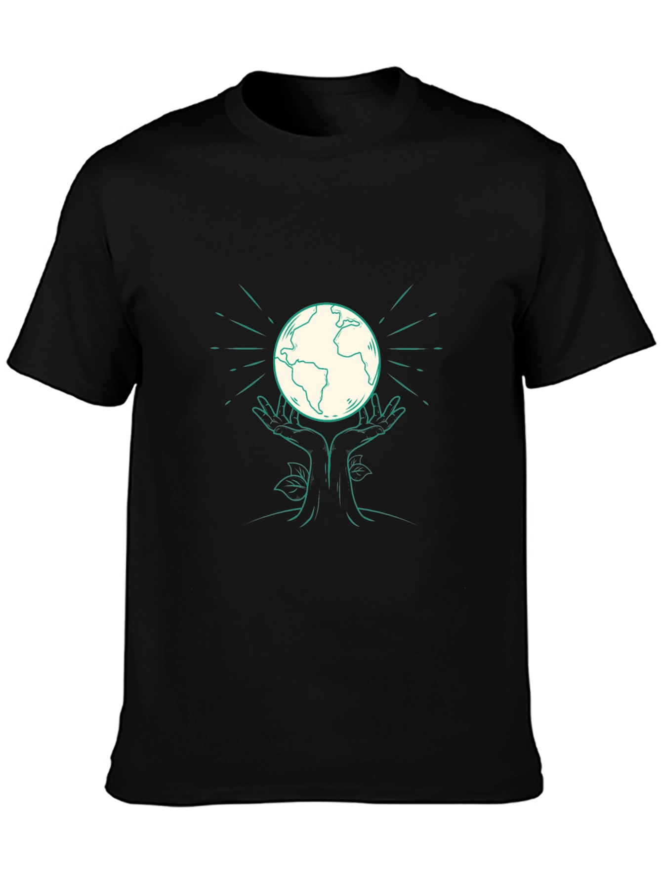 Earth Hands Graphic Tee - Black Cotton T-Shirt