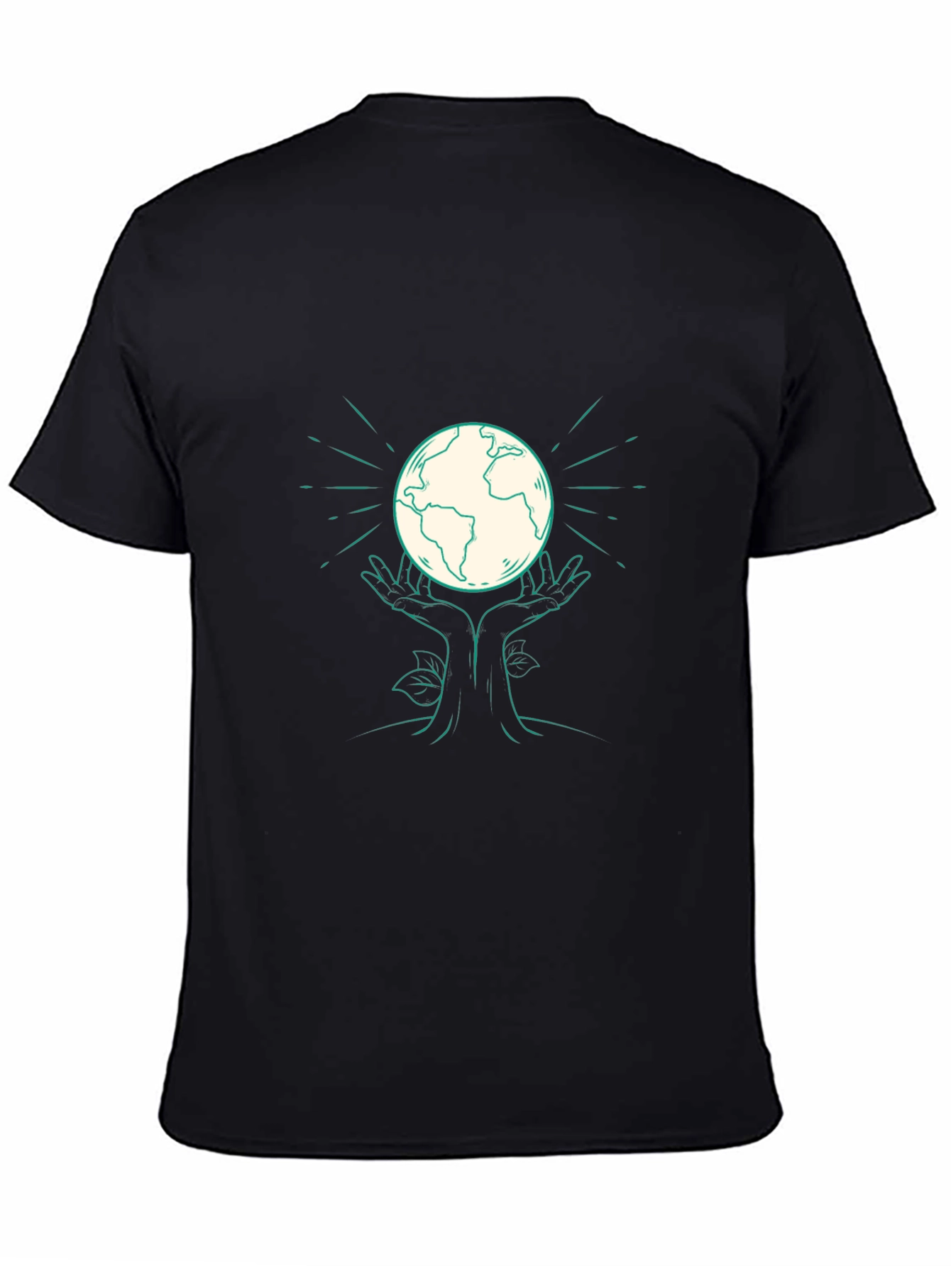 Earth Hands Graphic Tee - Black Cotton T-Shirt