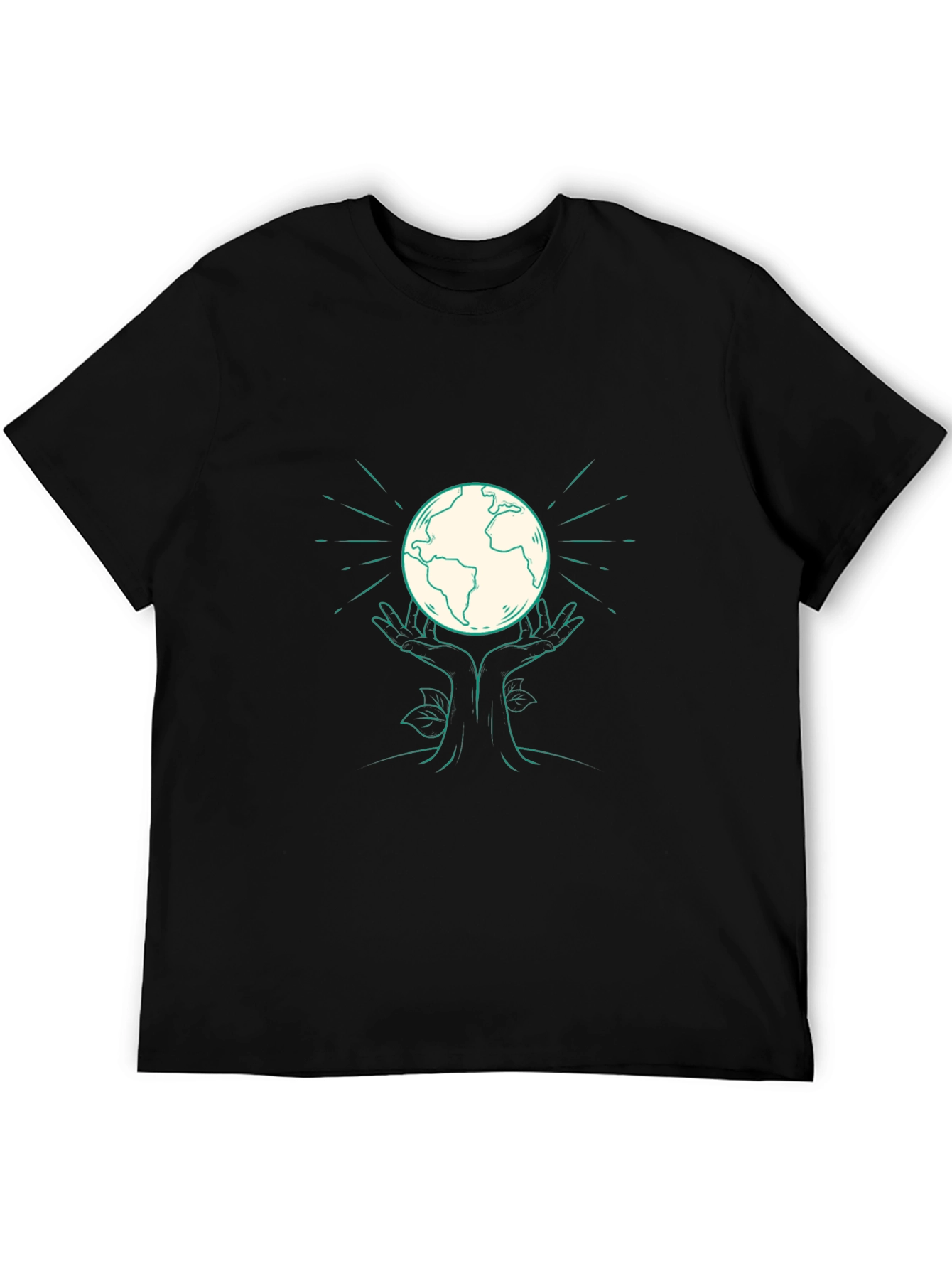 Earth Hands Graphic Tee - Black Cotton T-Shirt