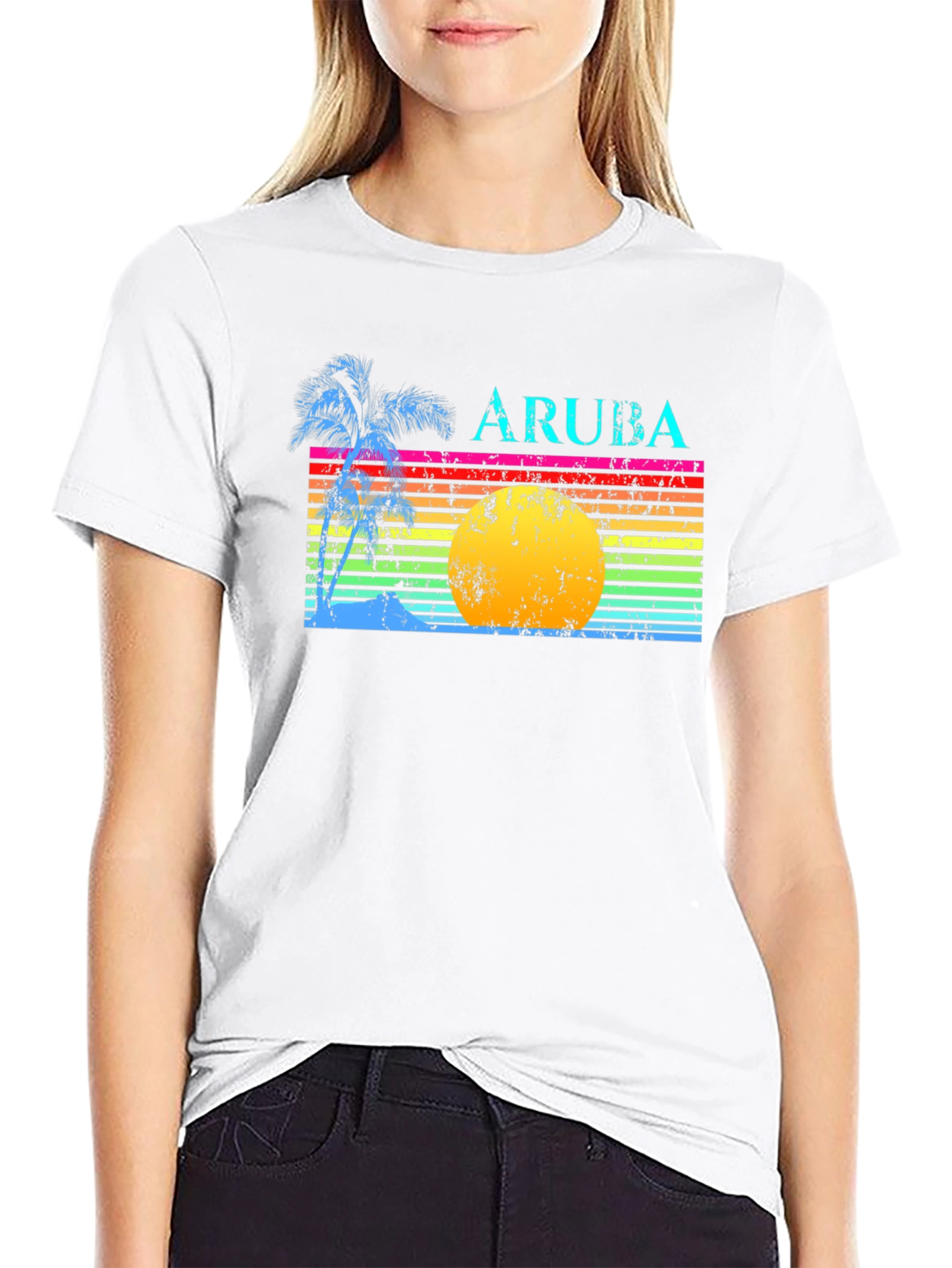 Retro Aruba Graphic Tee - Tropical Vacation Shirt