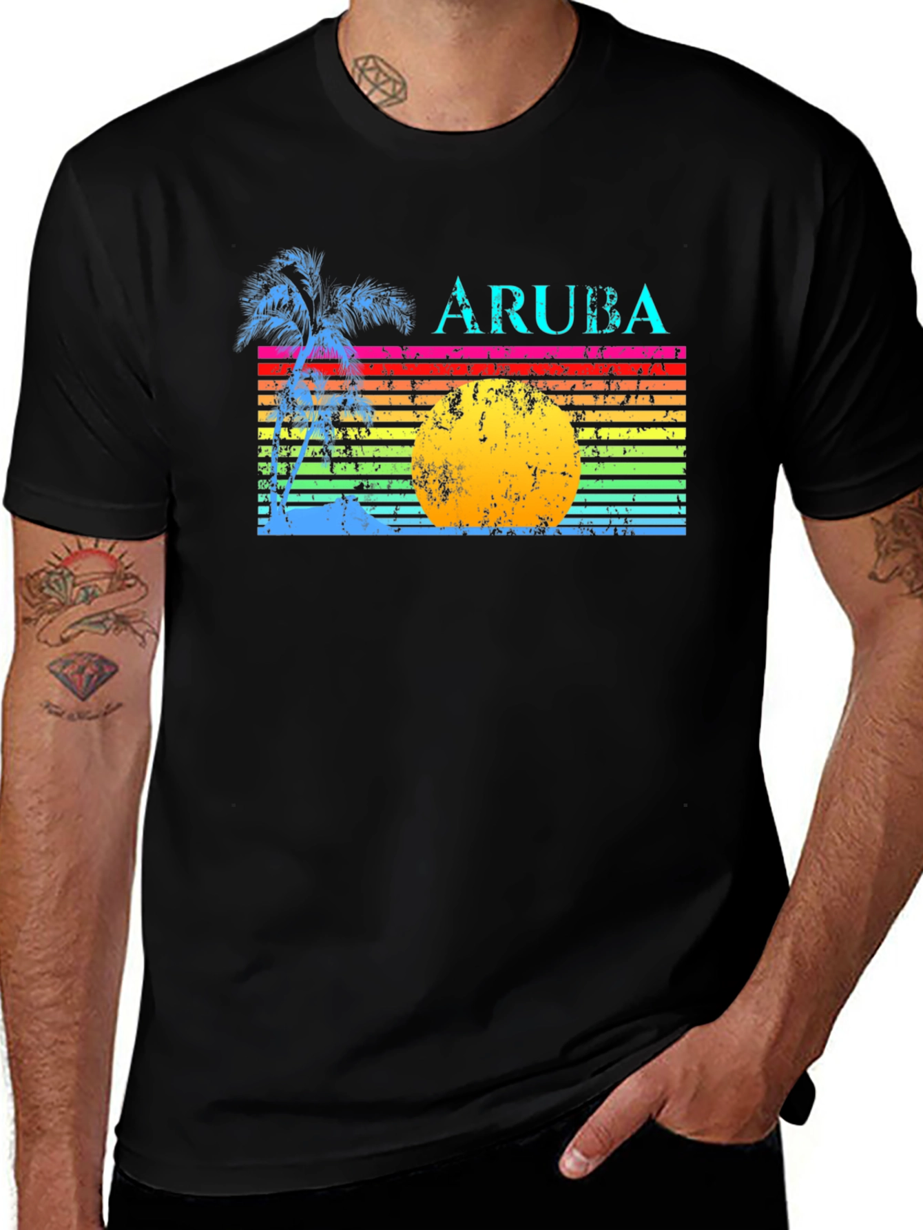 Retro Aruba Graphic Tee - Tropical Vacation Shirt