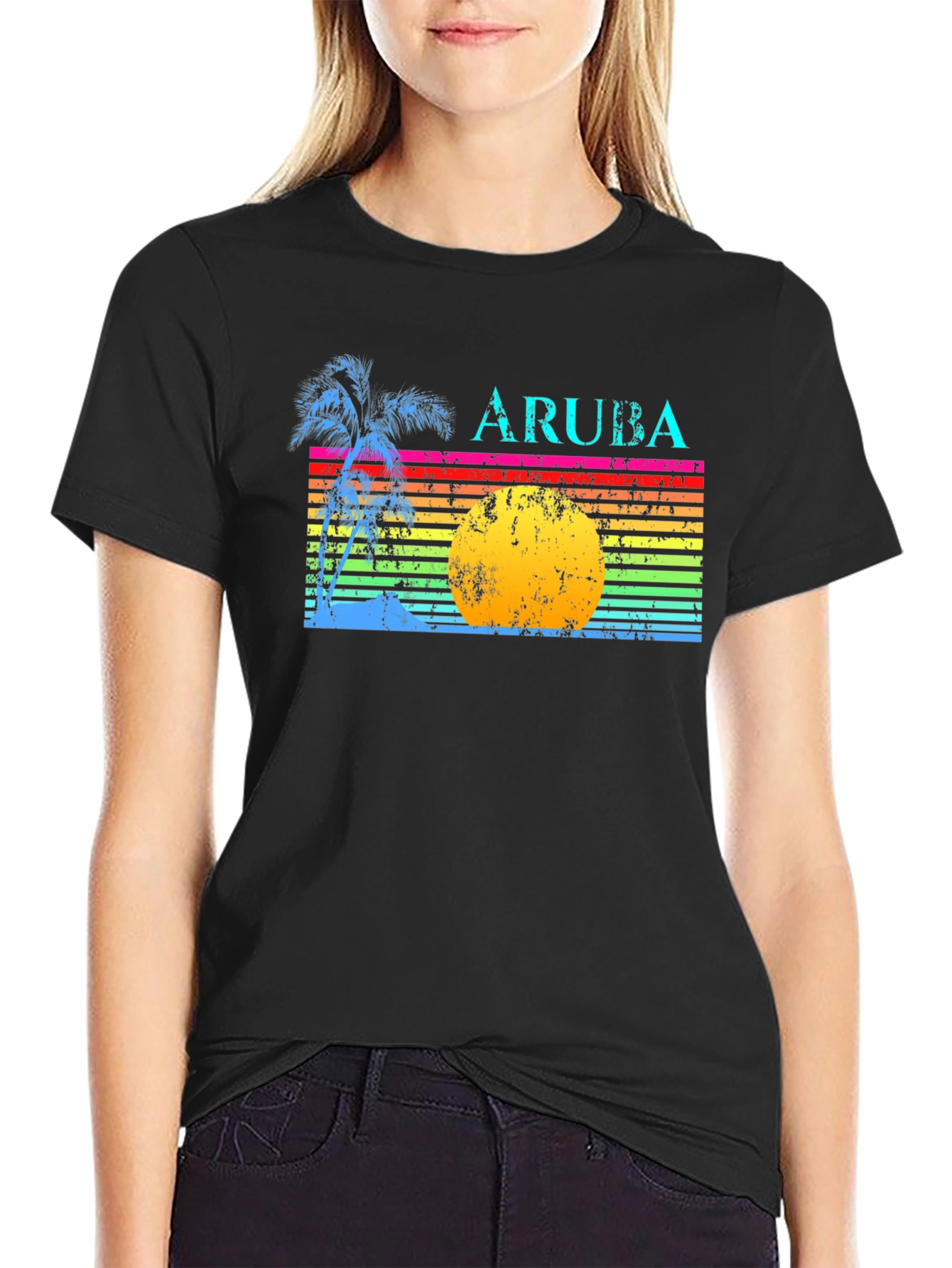 Retro Aruba Graphic Tee - Tropical Vacation Shirt