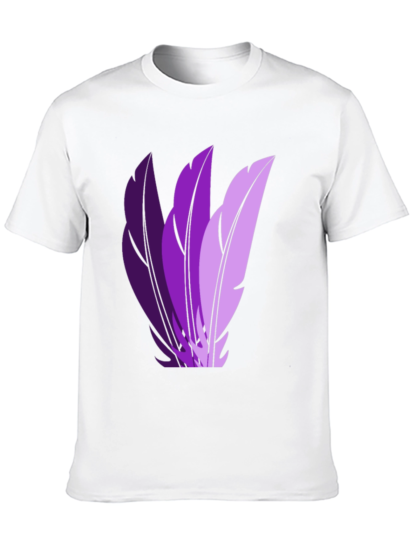 Stylish Black T-Shirt with Purple Feather Design