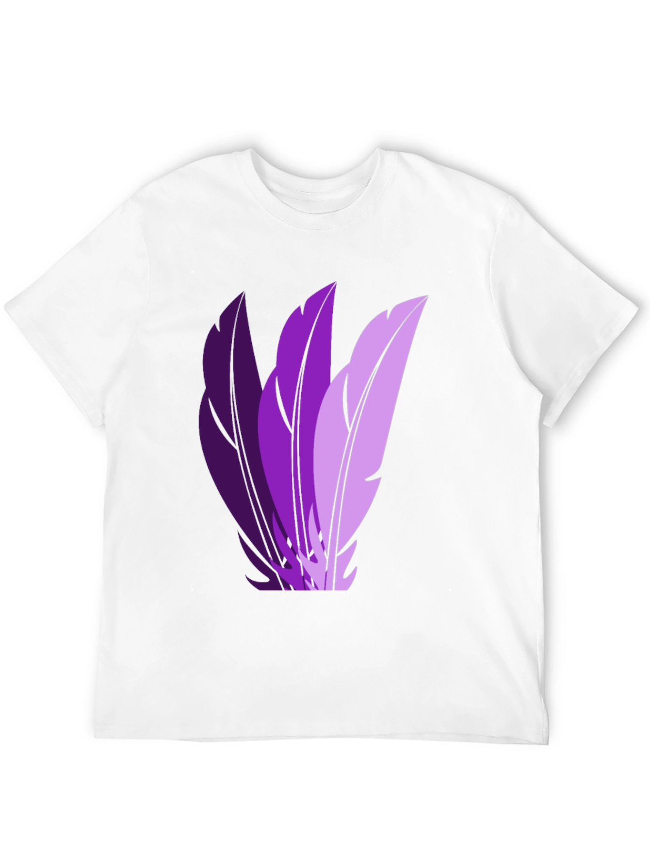 Stylish Black T-Shirt with Purple Feather Design