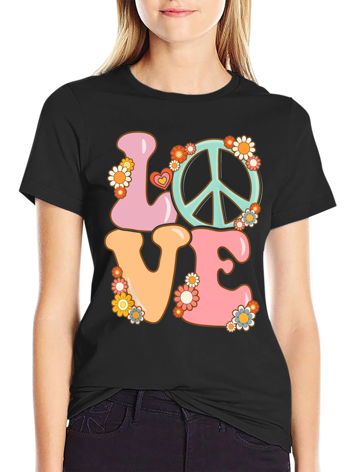 Love Peace Sign Graphic T-Shirt