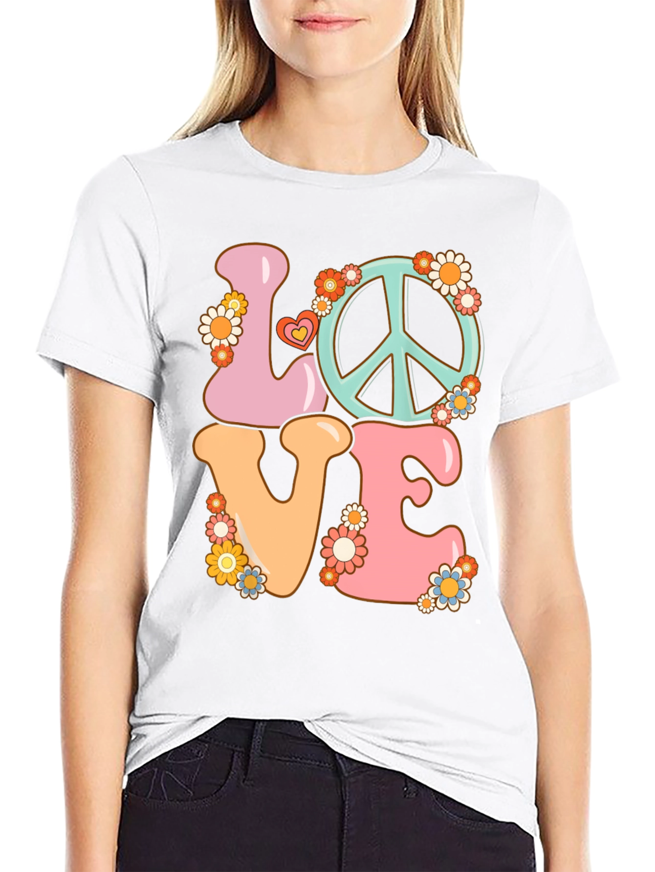 Love Peace Sign Graphic T-Shirt