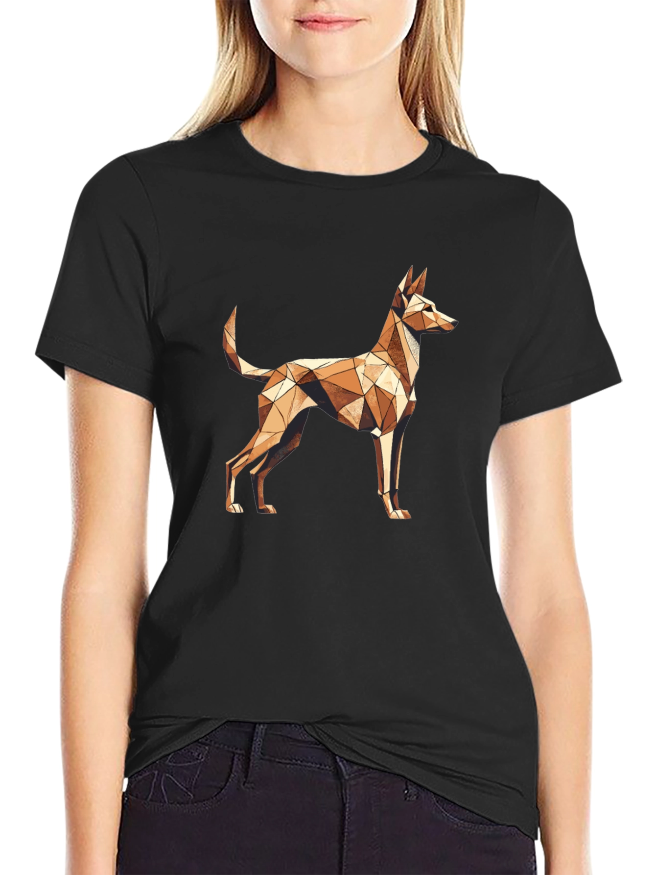 Geometric Dog Print T-Shirt - Stylish Abstract Design