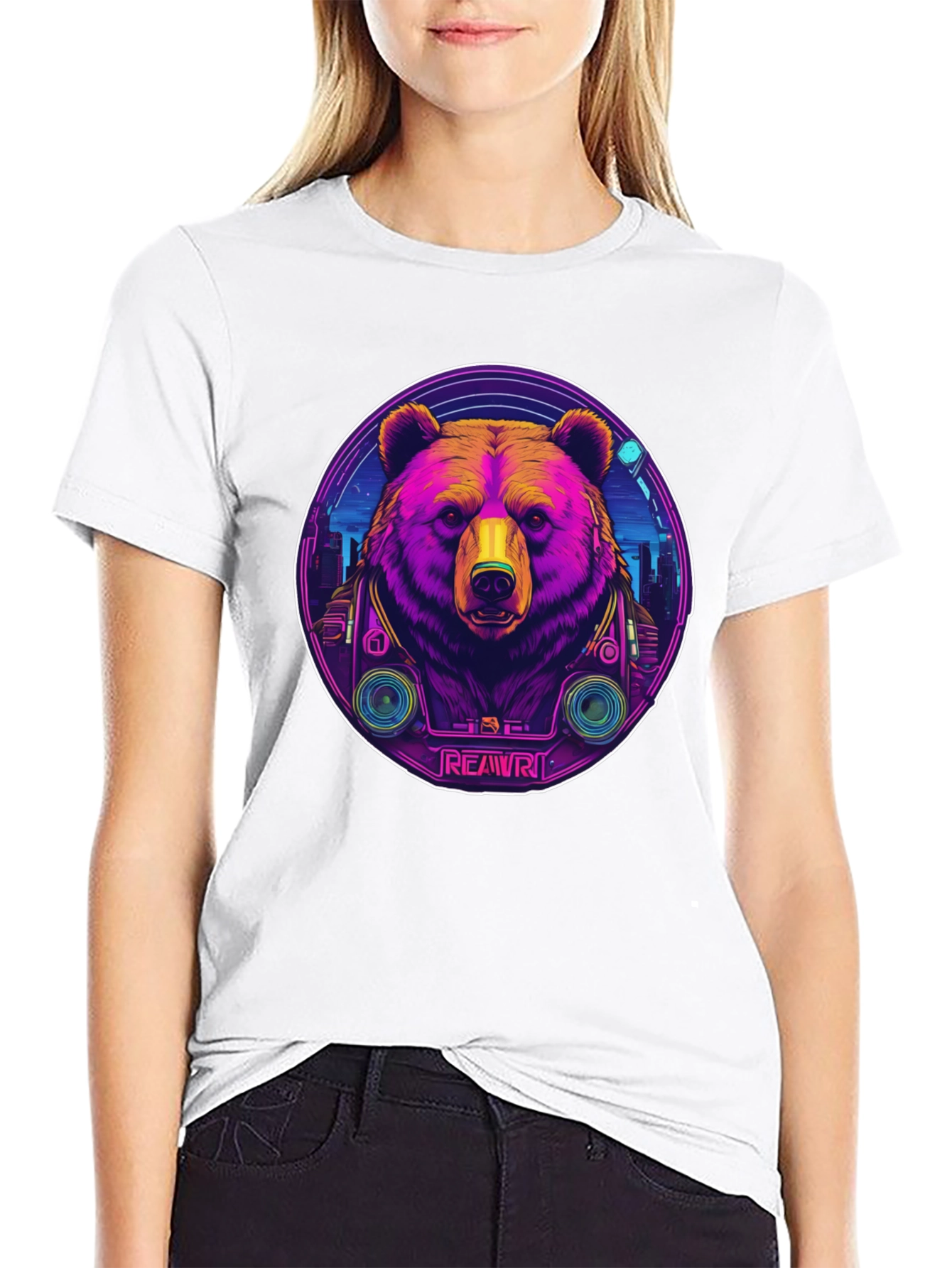 Retro Bear Graphic T-Shirt - Black