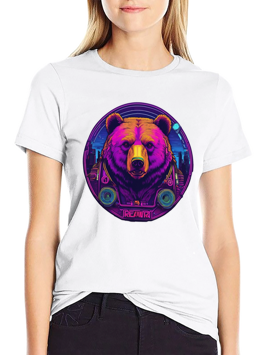 Retro Bear Graphic T-Shirt - Black