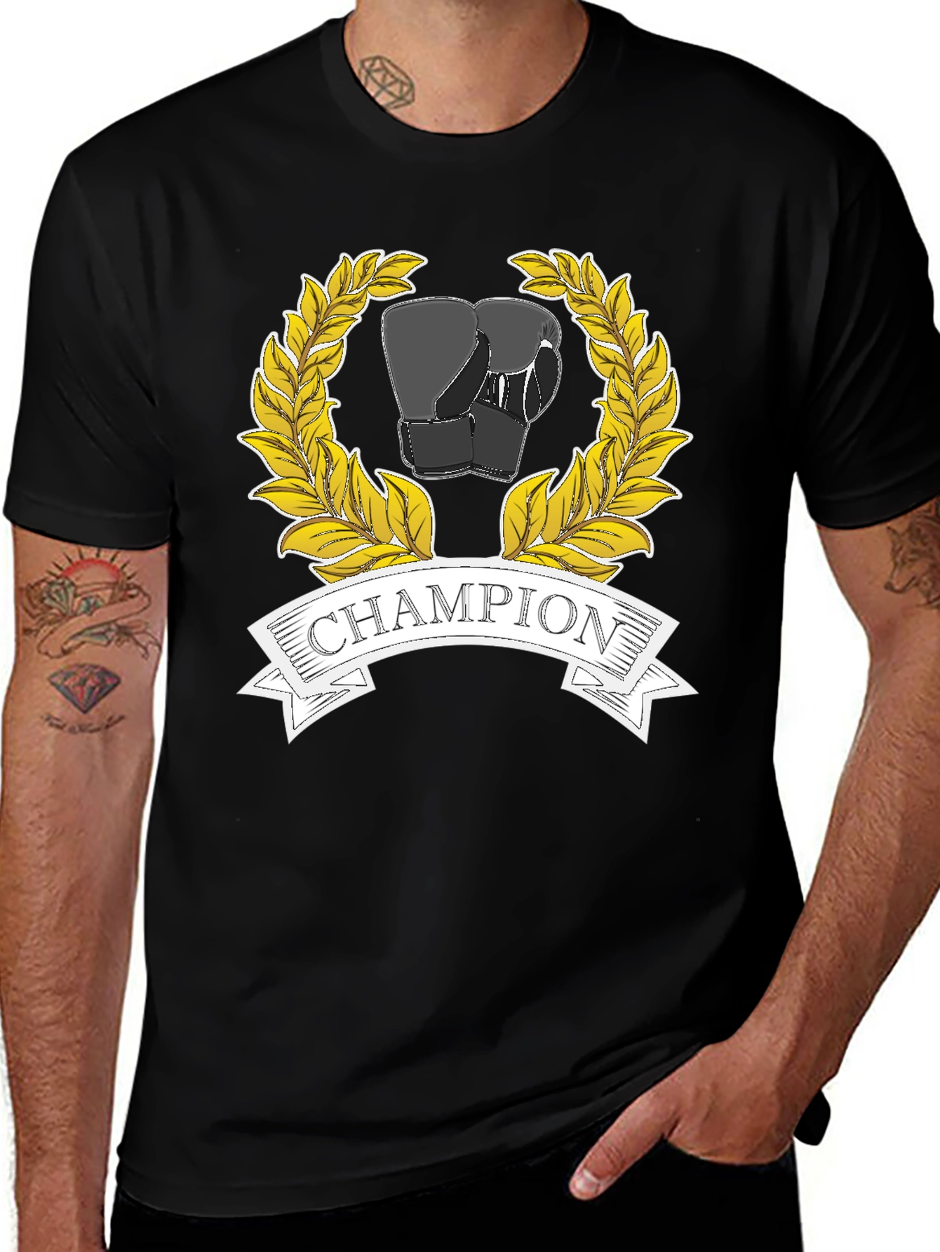 Champion Boxing Gloves Graphic Tee - Black