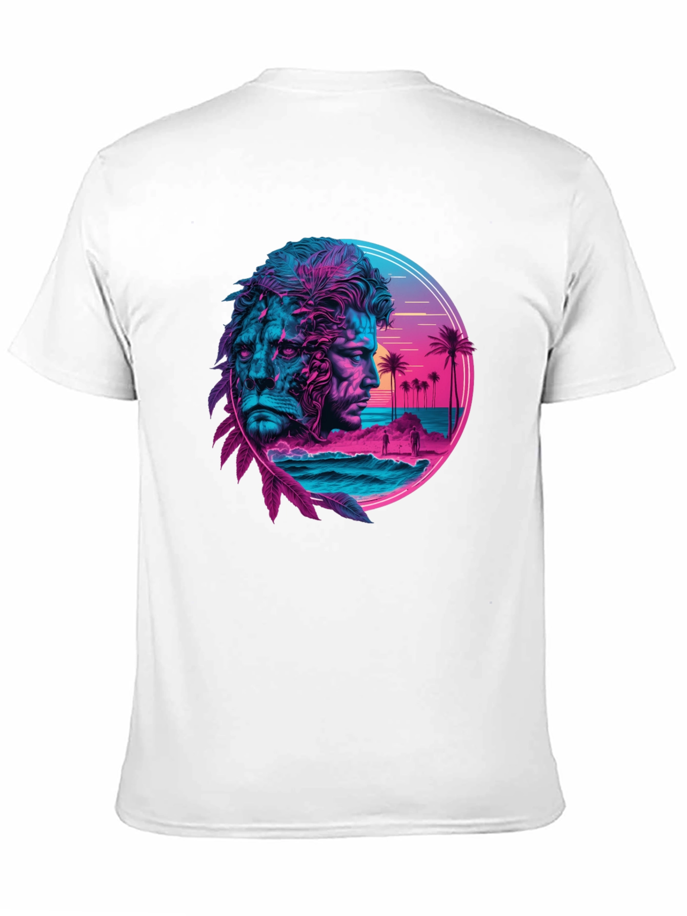 Neon Lion Man Graphic Black T-Shirt