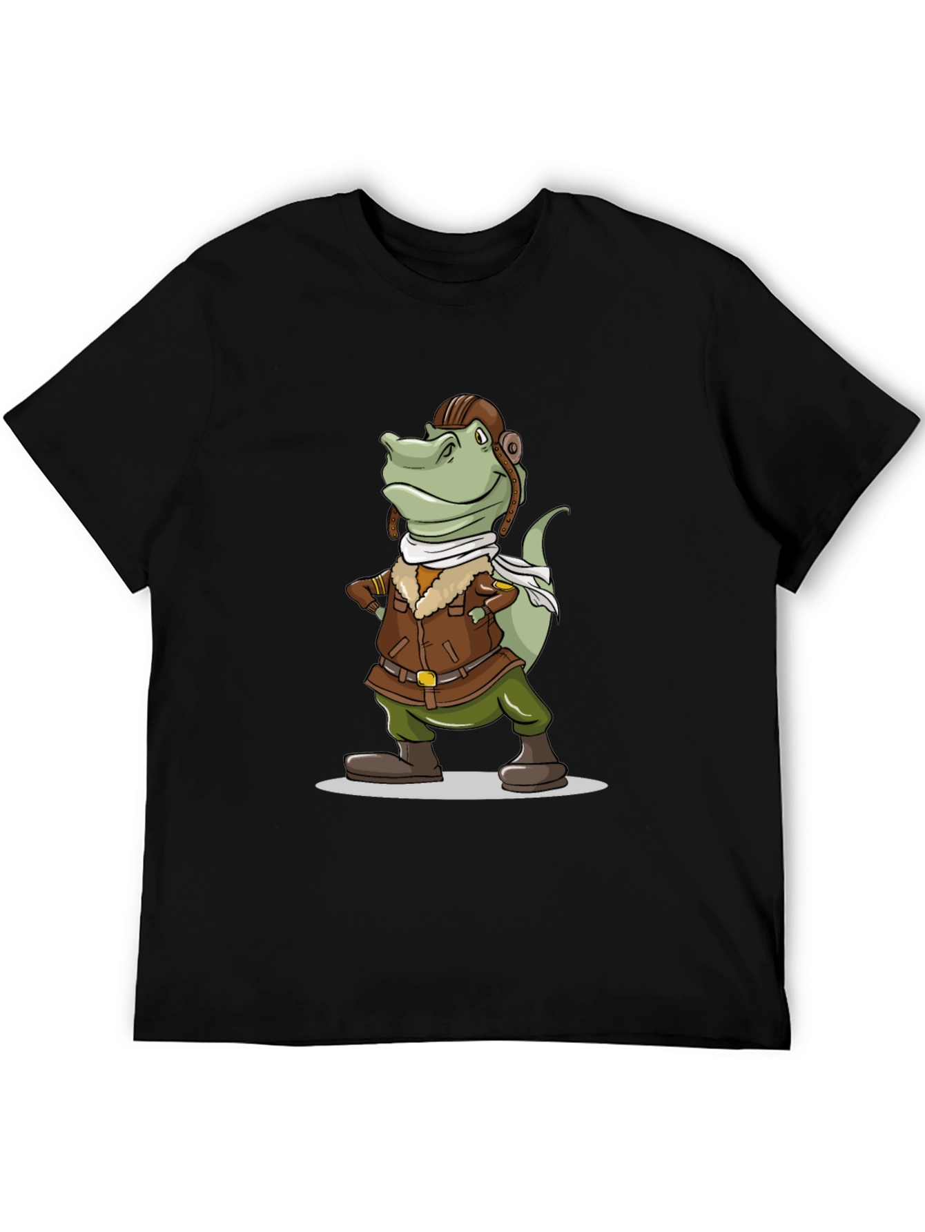 Aviator Dinosaur Graphic Tee - Novelty Cartoon T-Shirt