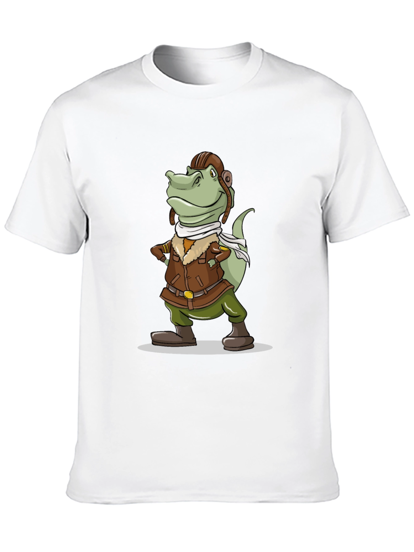 Aviator Dinosaur Graphic Tee - Novelty Cartoon T-Shirt