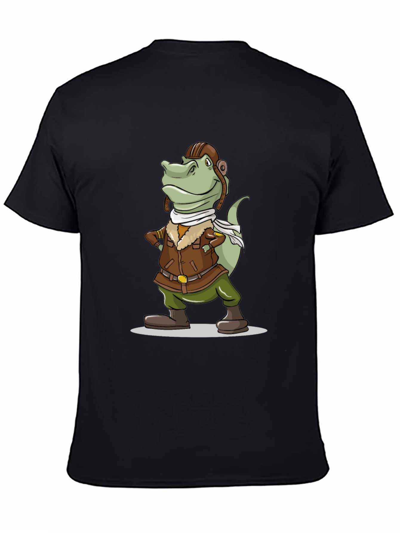 Aviator Dinosaur Graphic Tee - Novelty Cartoon T-Shirt