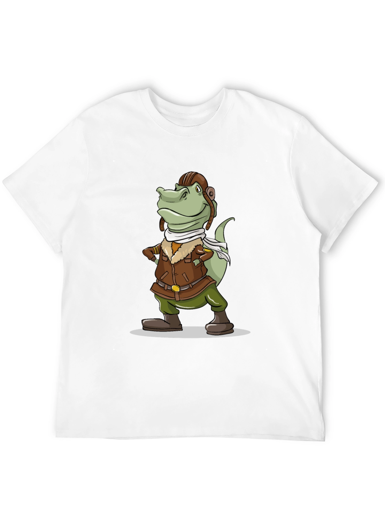 Aviator Dinosaur Graphic Tee - Novelty Cartoon T-Shirt