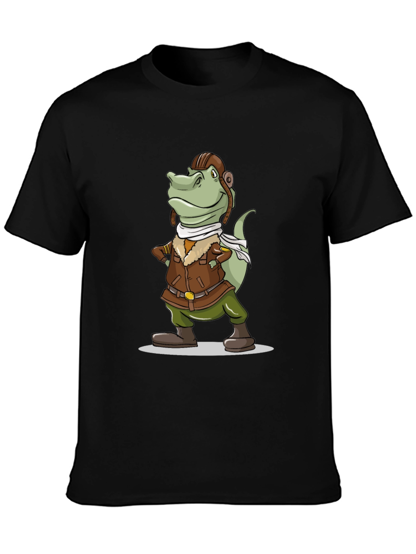Aviator Dinosaur Graphic Tee - Novelty Cartoon T-Shirt