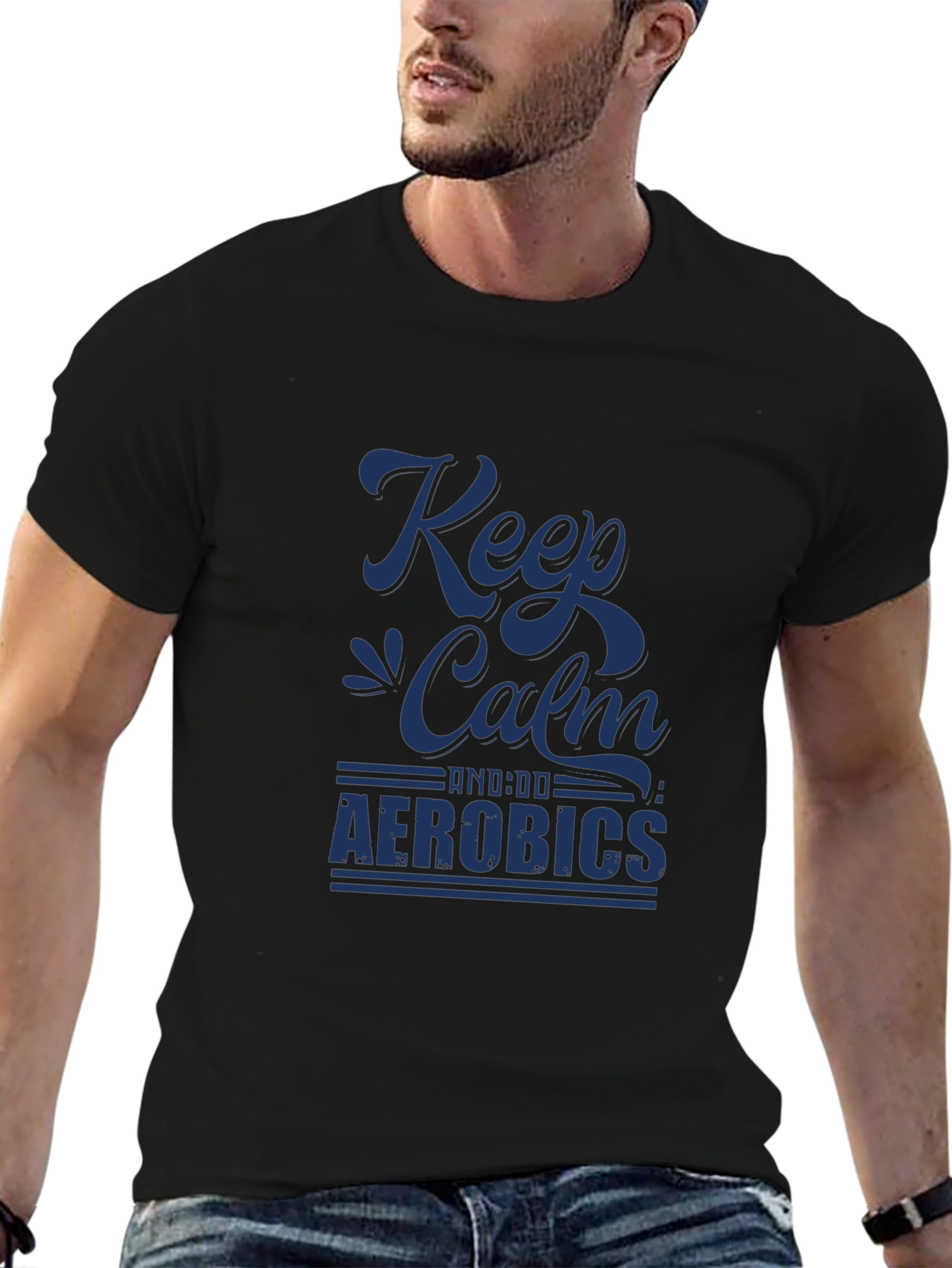 Keep Calm Aerobics Black T-Shirt | Fitness Apparel