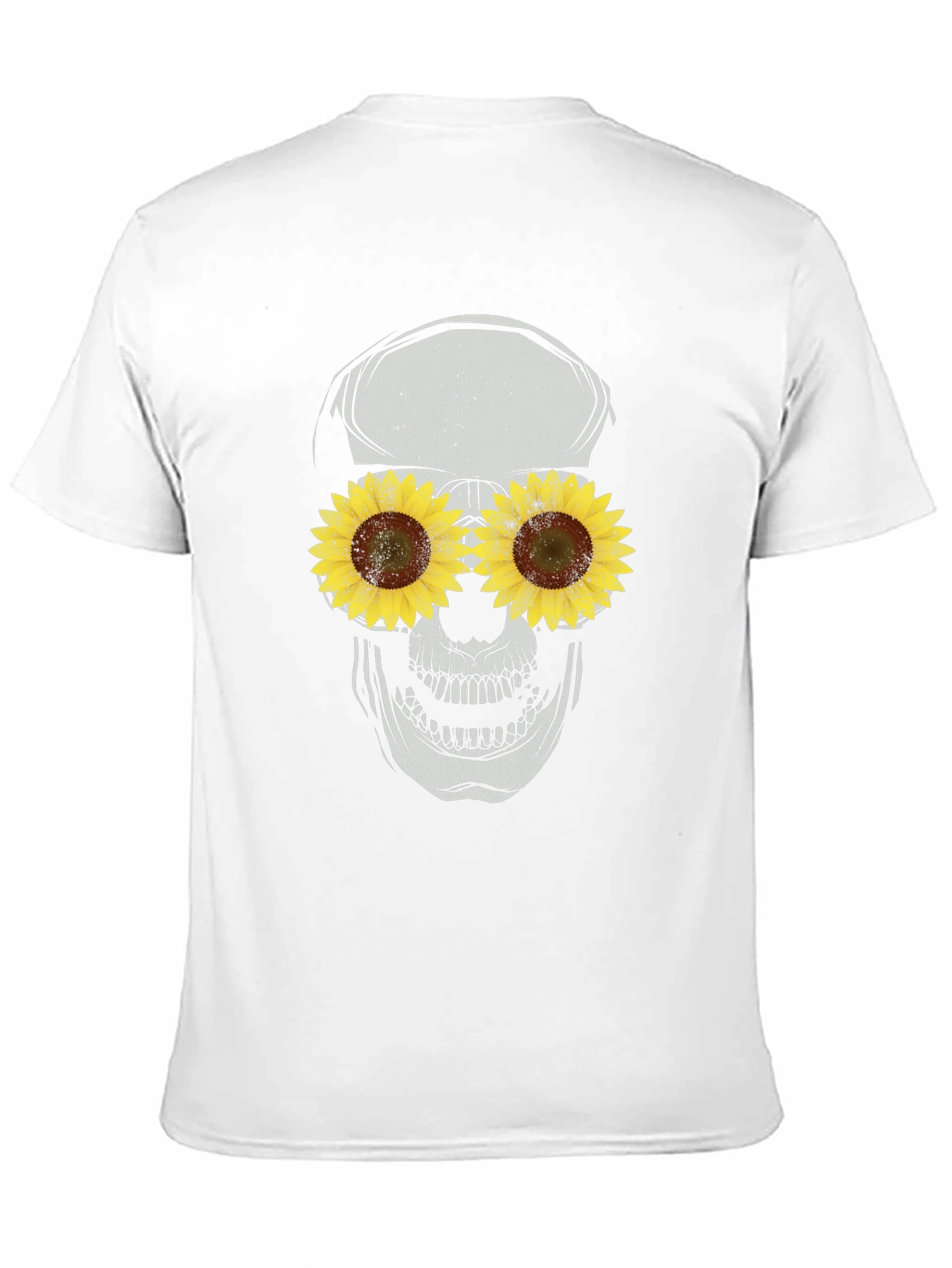 Sunflower Skull Graphic Tee - Black Cotton T-Shirt