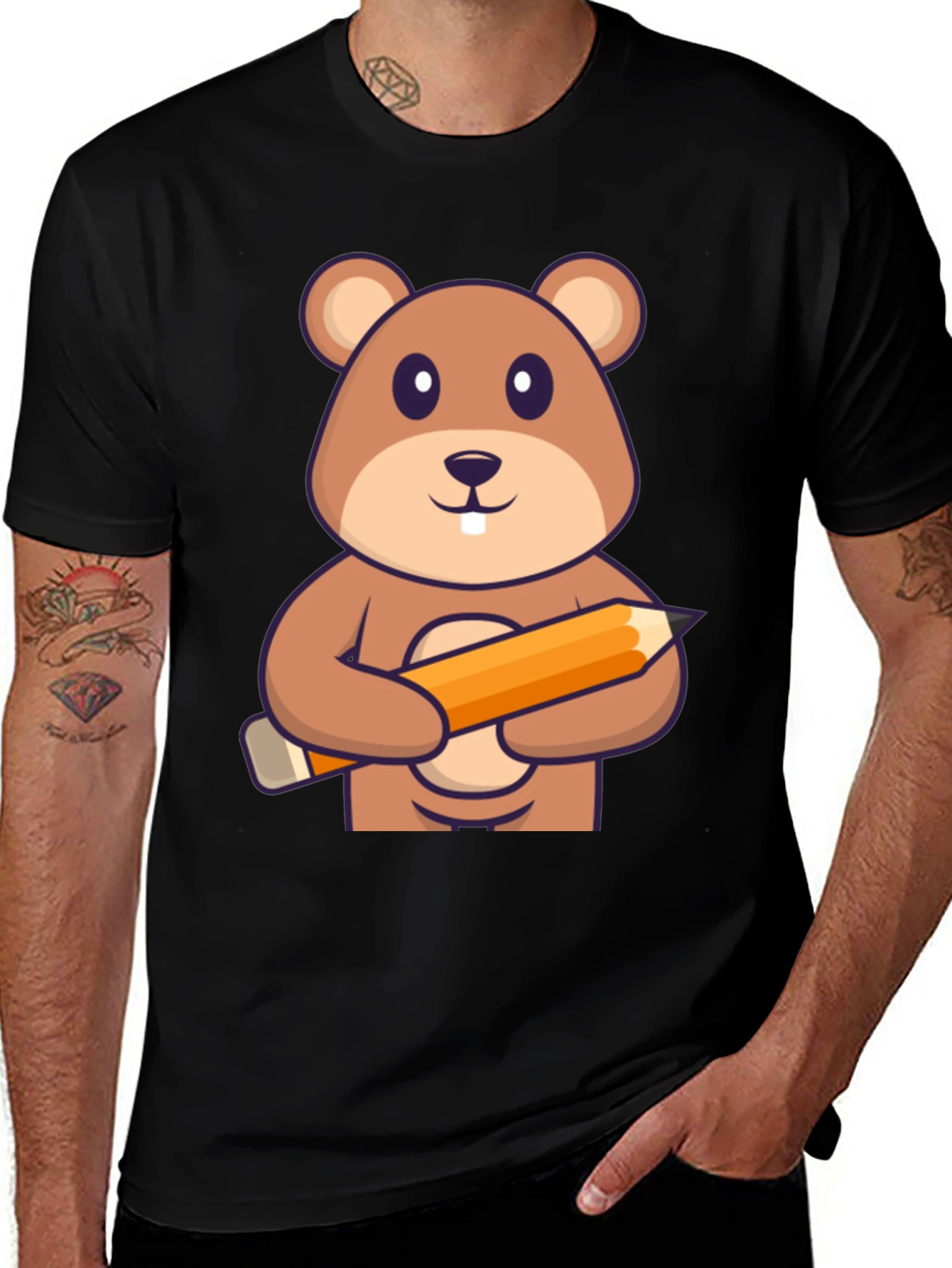Cute Beaver Artist Graphic T-Shirt