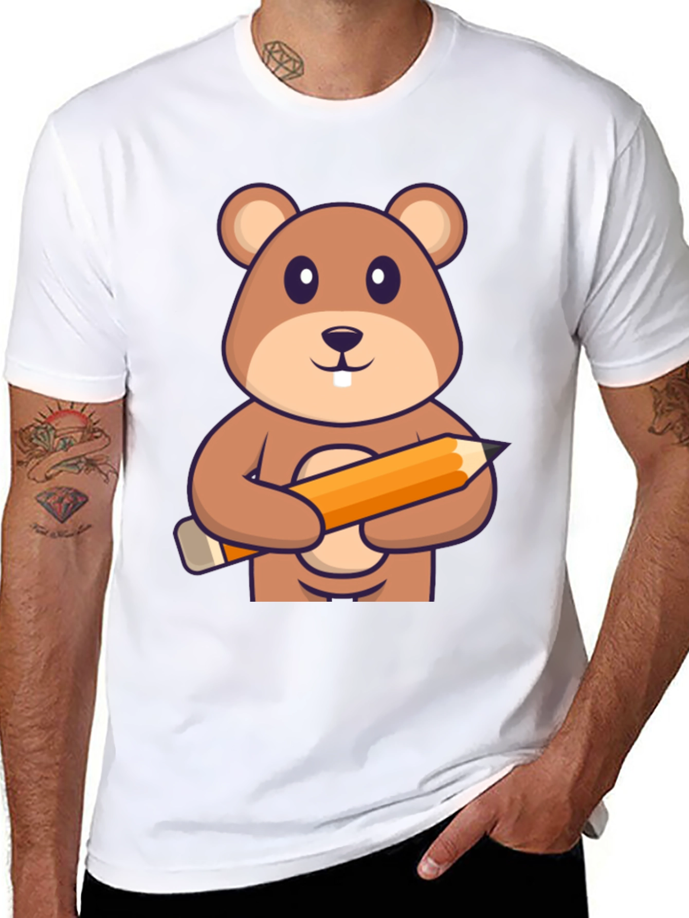 Cute Beaver Artist Graphic T-Shirt