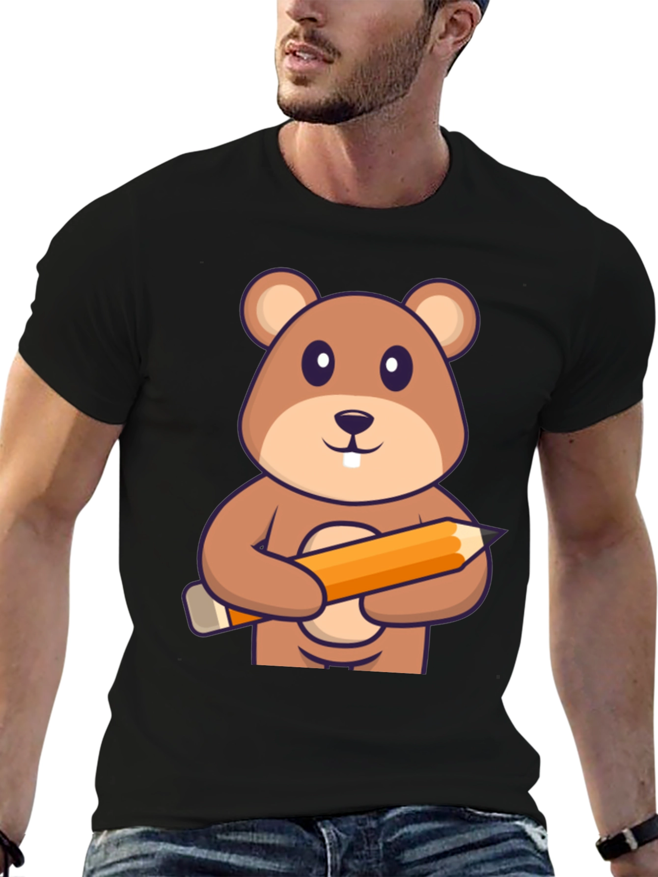 Cute Beaver Artist Graphic T-Shirt