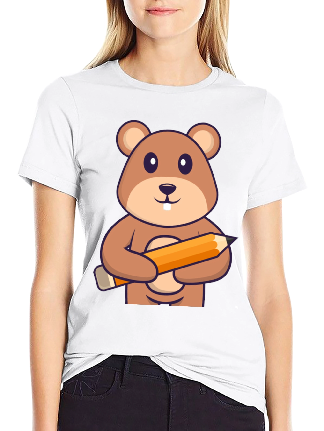 Cute Beaver Artist Graphic T-Shirt