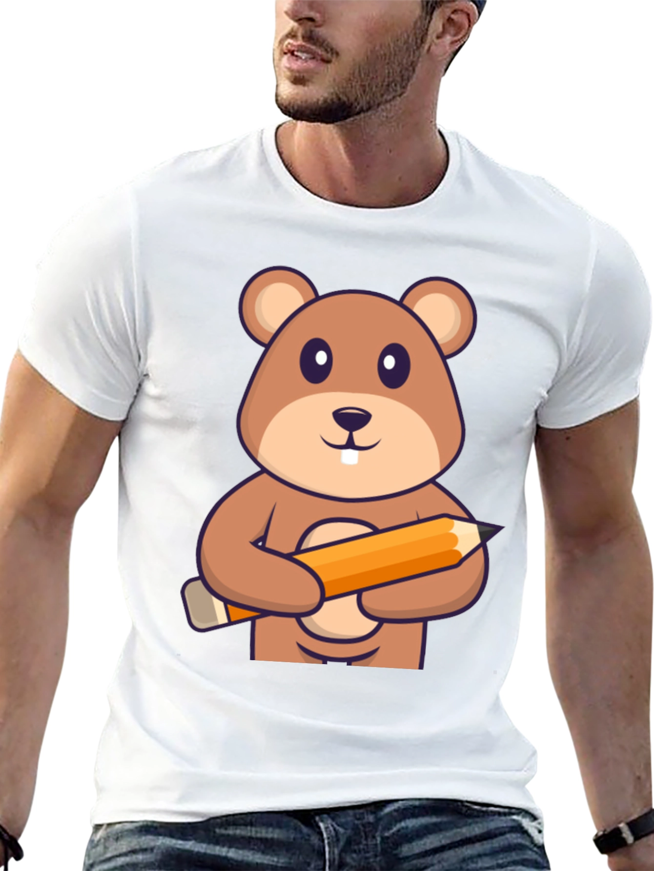 Cute Beaver Artist Graphic T-Shirt