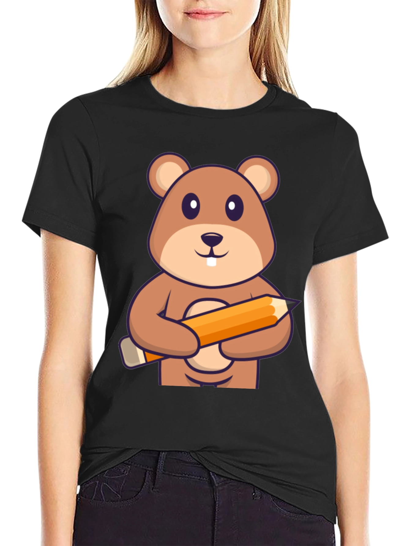 Cute Beaver Artist Graphic T-Shirt