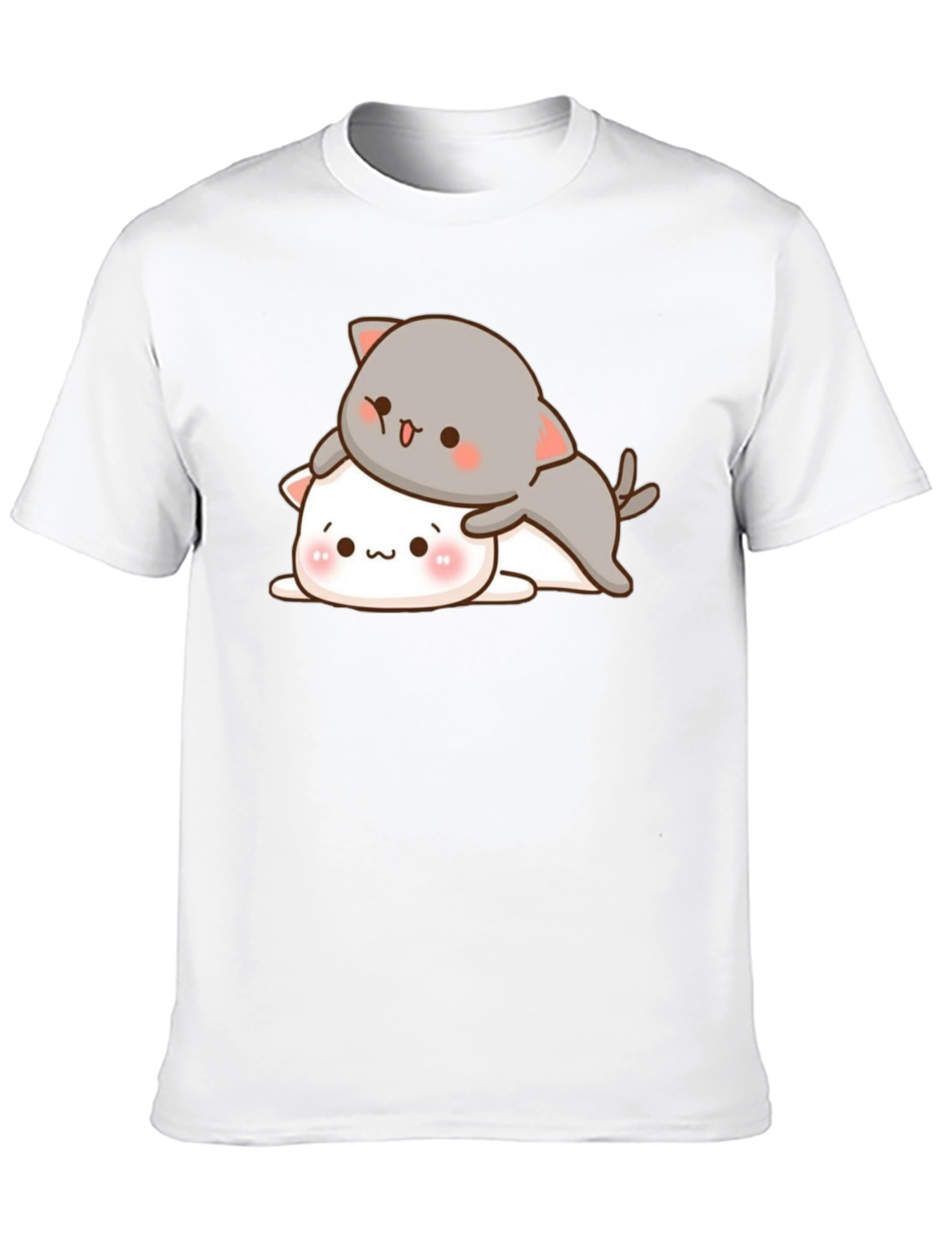 Cute Cats Stacked Black T-Shirt