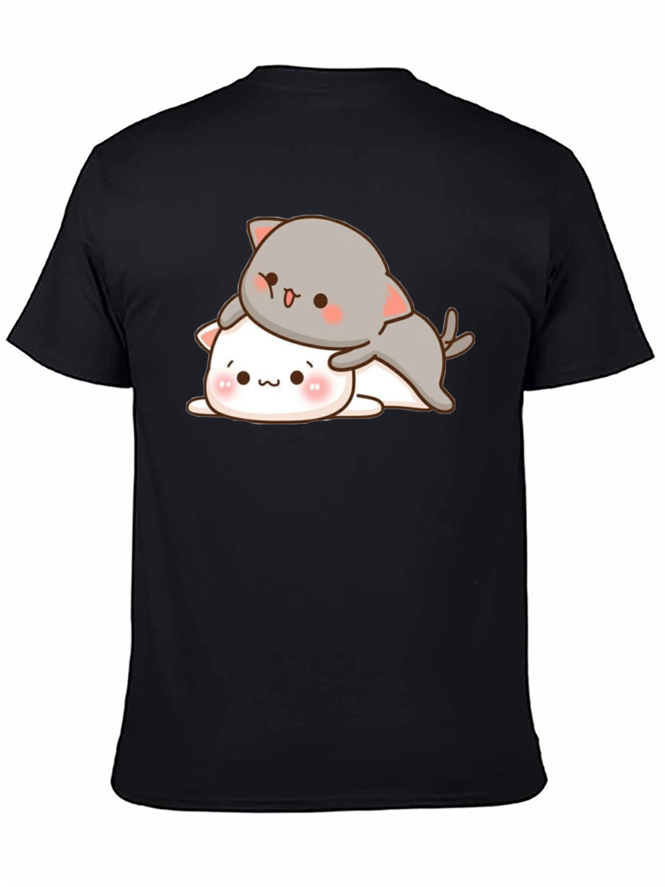 Cute Cats Stacked Black T-Shirt