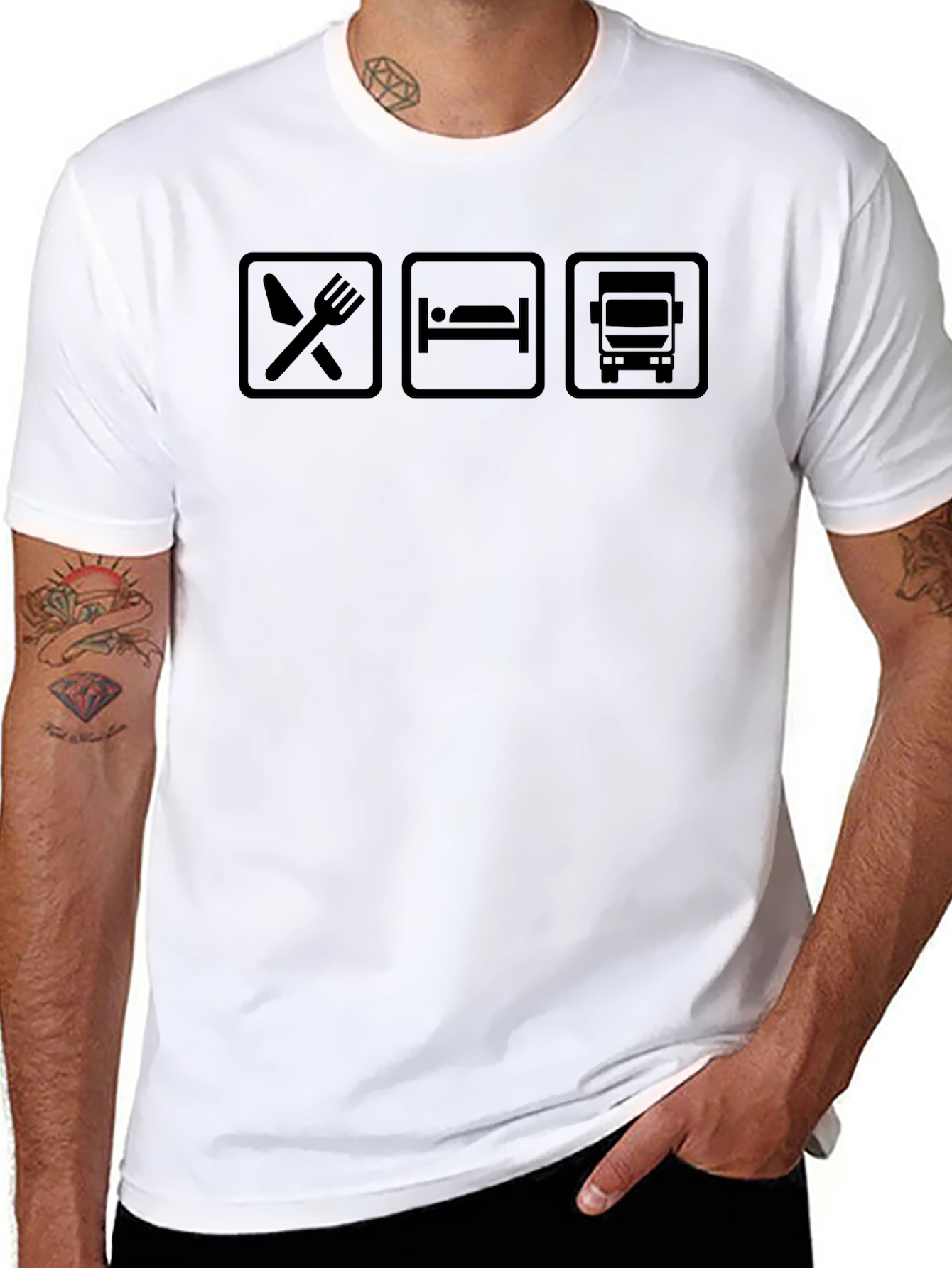 Eat Sleep Trucker T-Shirt - Black Graphic Tee