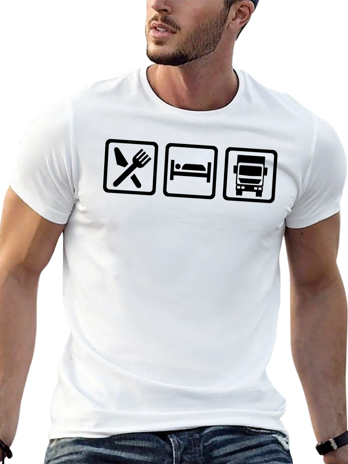 Eat Sleep Trucker T-Shirt - Black Graphic Tee
