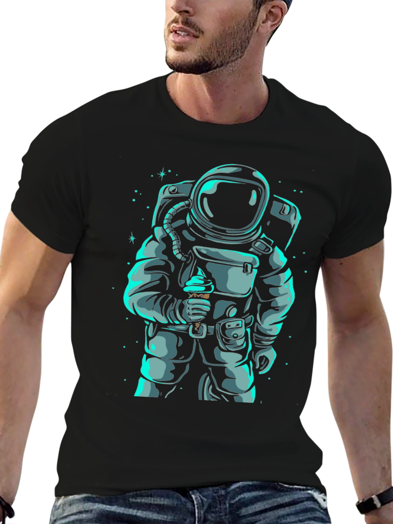 Astronaut Eating Ice Cream Graphic T-Shirt