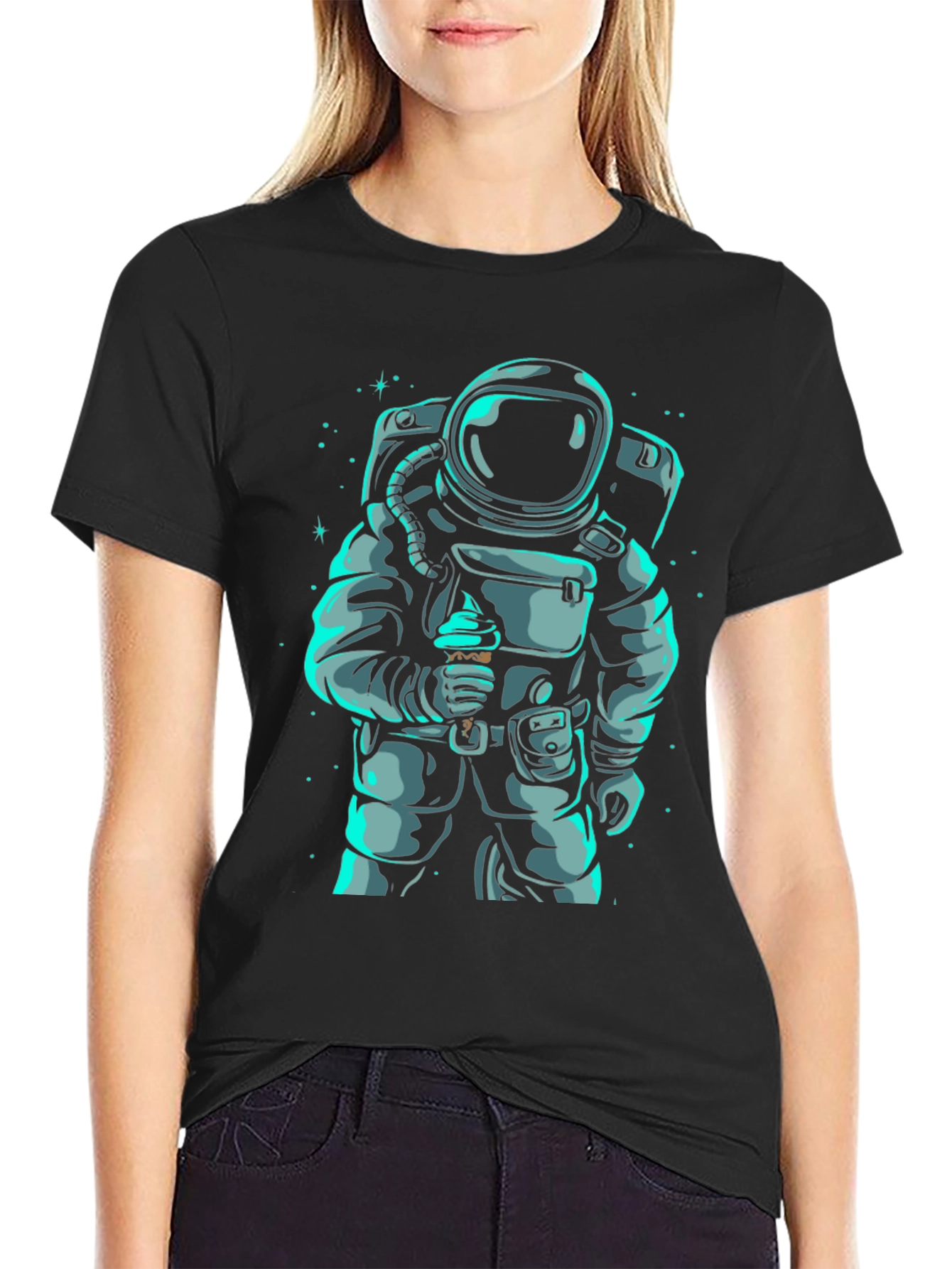 Astronaut Eating Ice Cream Graphic T-Shirt
