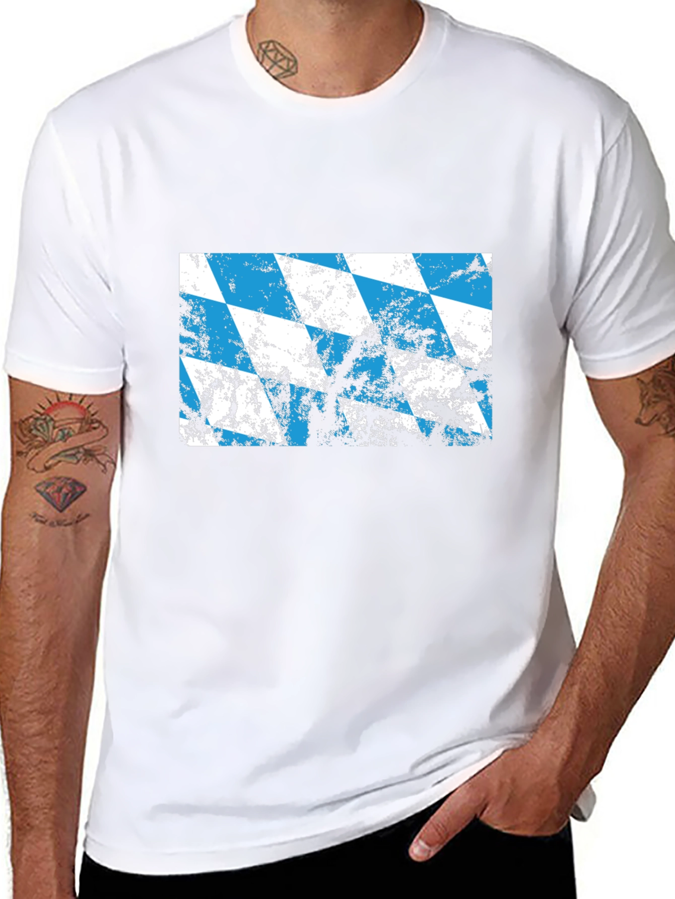 Mens Bavarian Flag Graphic T-Shirt