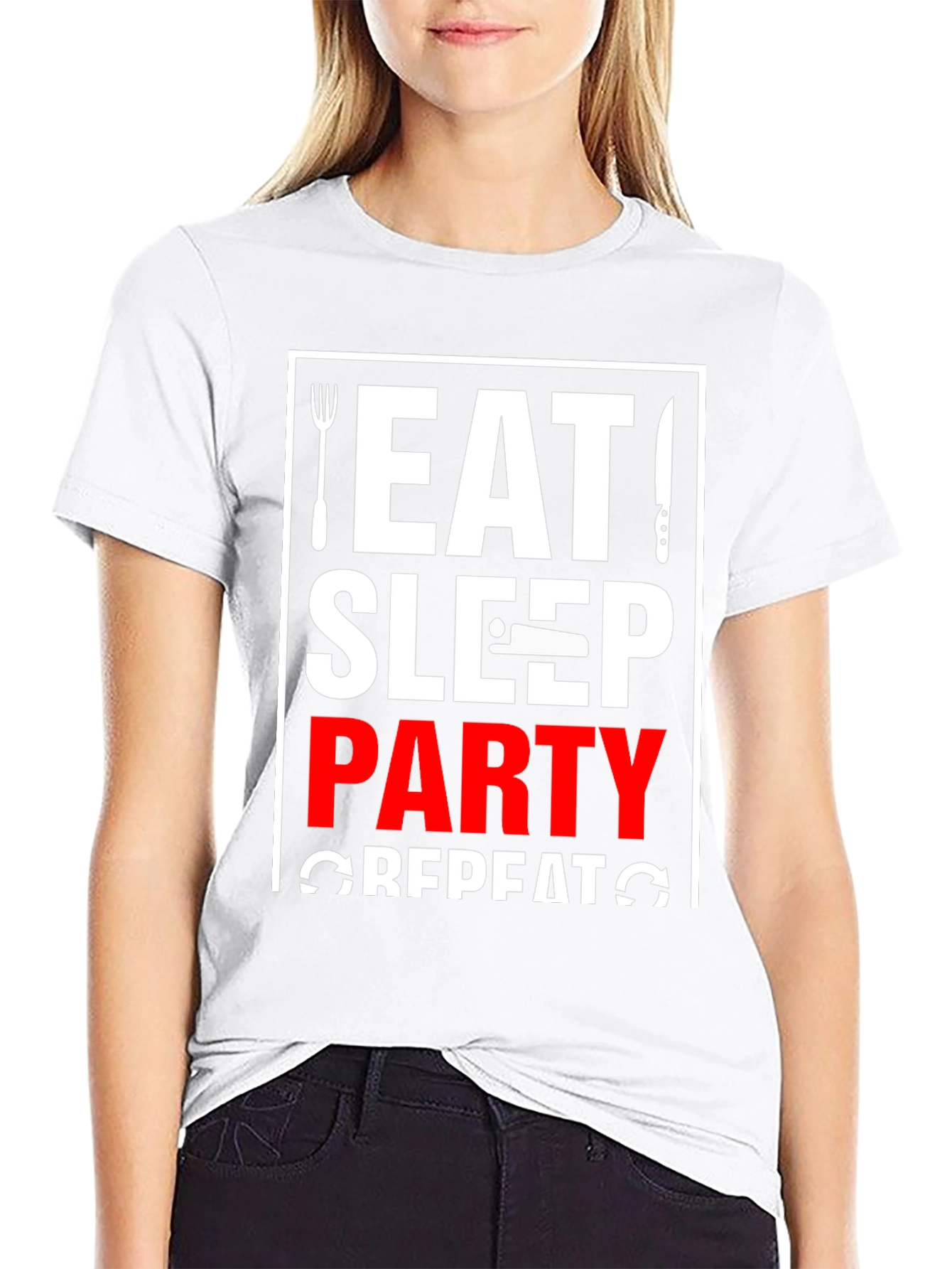 Eat Sleep Party Repeat T-Shirt - Black