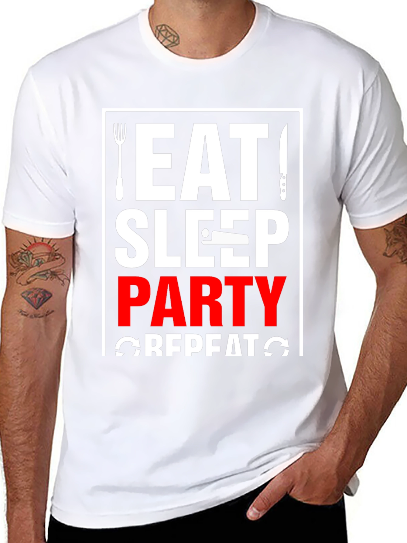 Eat Sleep Party Repeat T-Shirt - Black