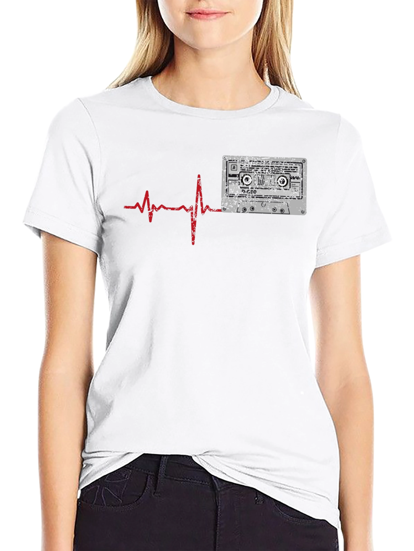 Retro Tape Heartbeat T-Shirt - Music Lover Tee